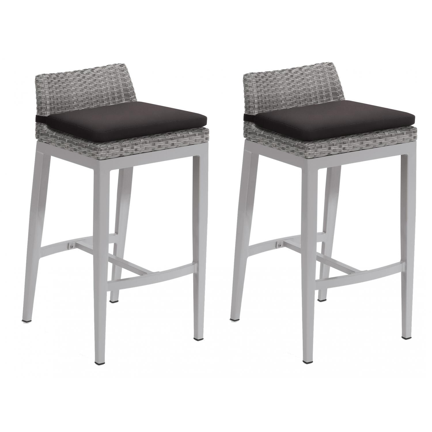 Outdoor Bar Stools Counter Height Bbqguys Argento 2 Piece Wicker Patio Bar Stool Set W Jet Black Cushions By Oxford Garden