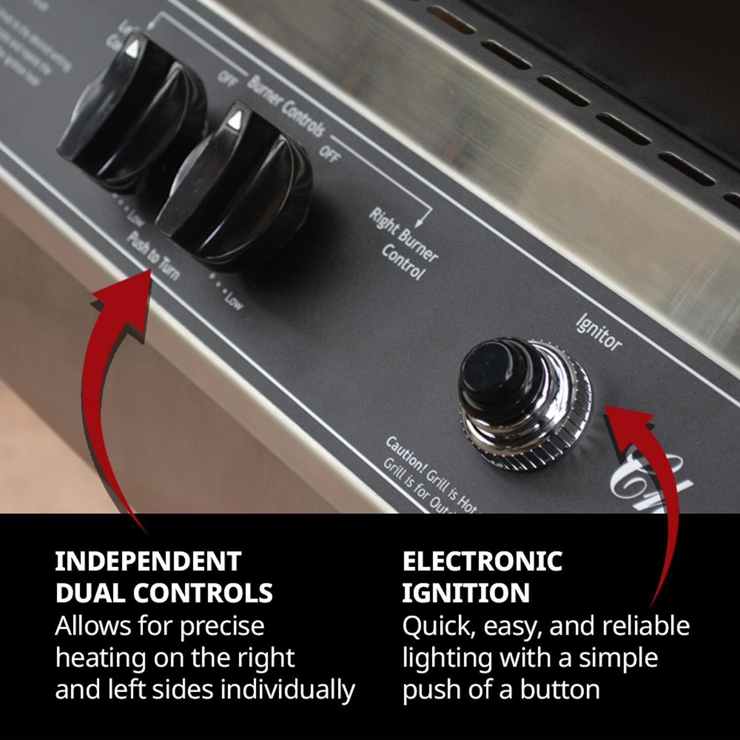 Charmglow CHRM40PM-N PatioPro Natural Gas Grill w/ Patio Post - Black - Control Panel - Detail thumbnail