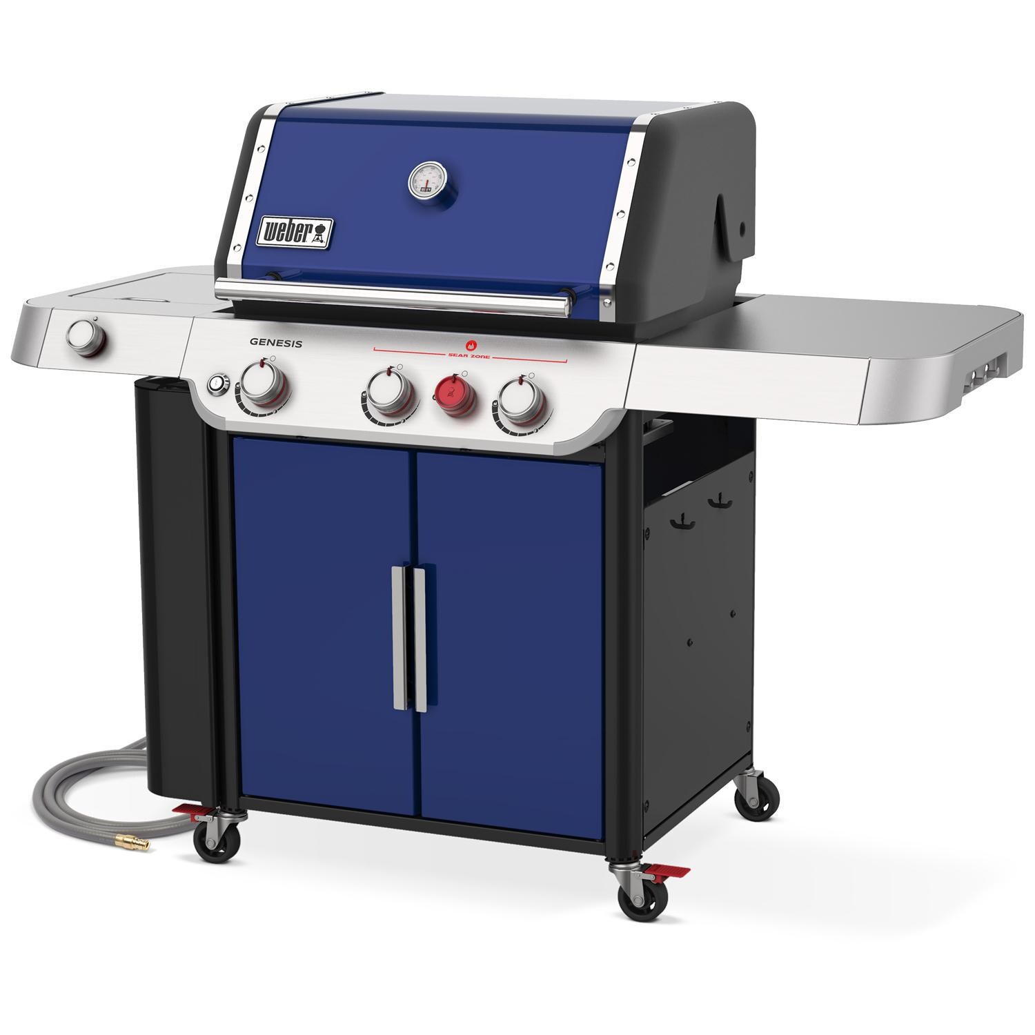 Weber GENESIS 37480001 E-335 Natural Gas Grill with Sear Burner & Side Burner - Deep Ocean Blue - Right-Side Angled View thumbnail