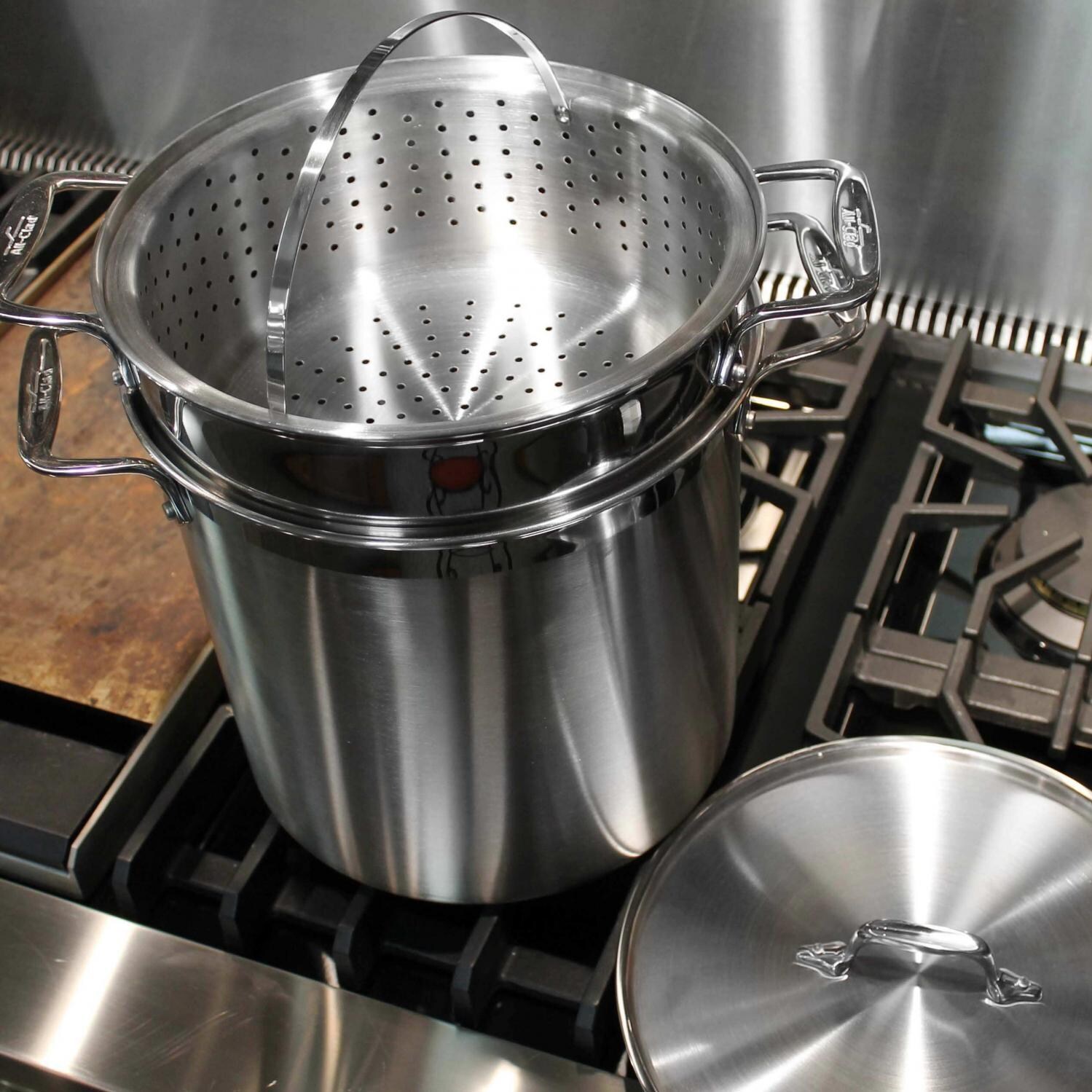 All-Clad Stainless 12-Quart Multi-Cooker on Stove Top thumbnail