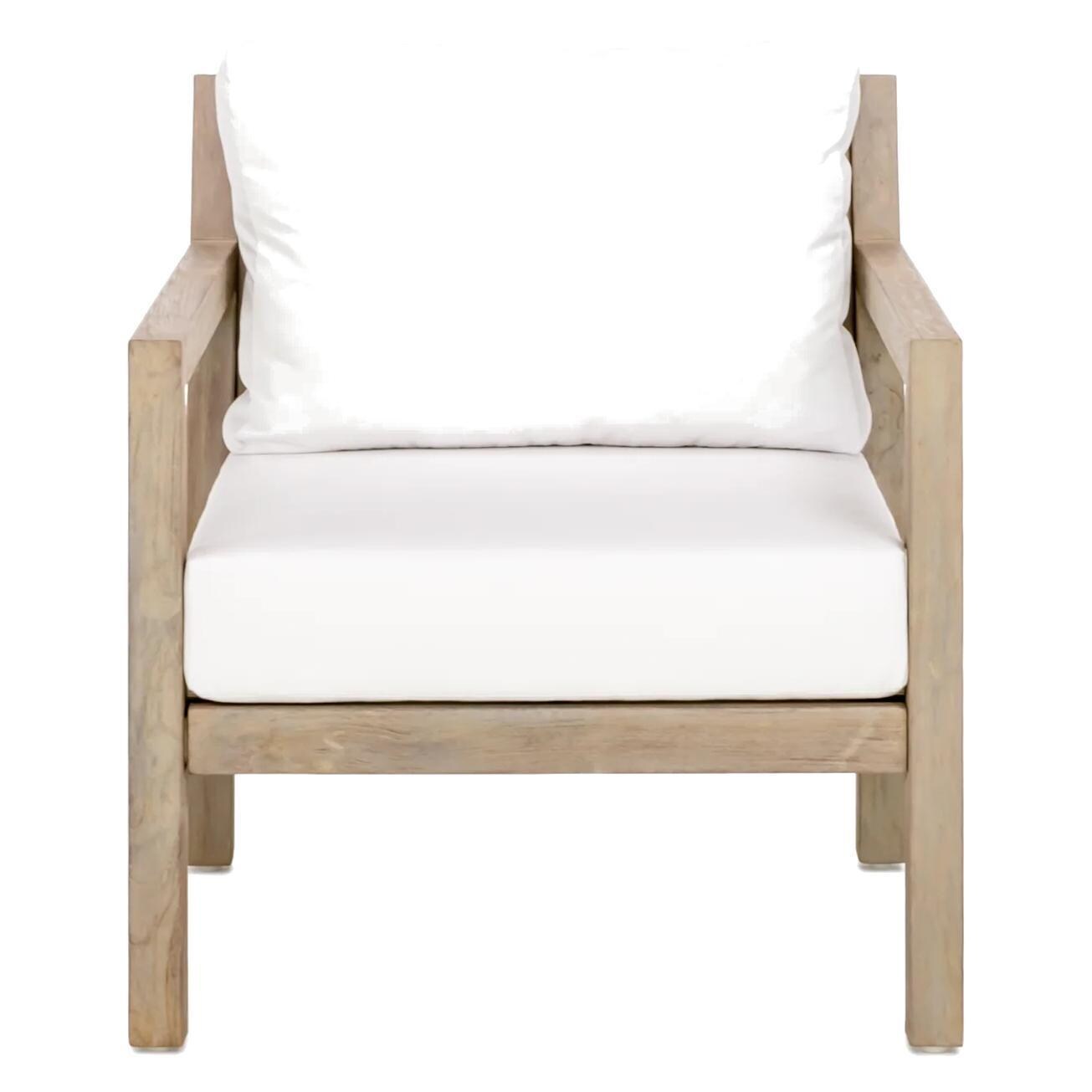 Teak + Table Monday 5 Piece Brushed Teak Patio Seating Set in Natural - Chair - White Background thumbnail