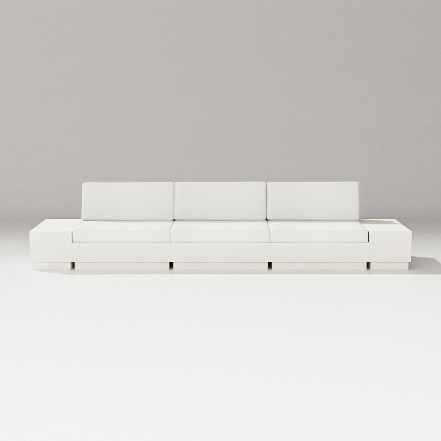 PW Designer Series Elevate 5 Pc Recycled Plastic Seating Set in Vintage White/Natural Linen - Set - White Background thumbnail