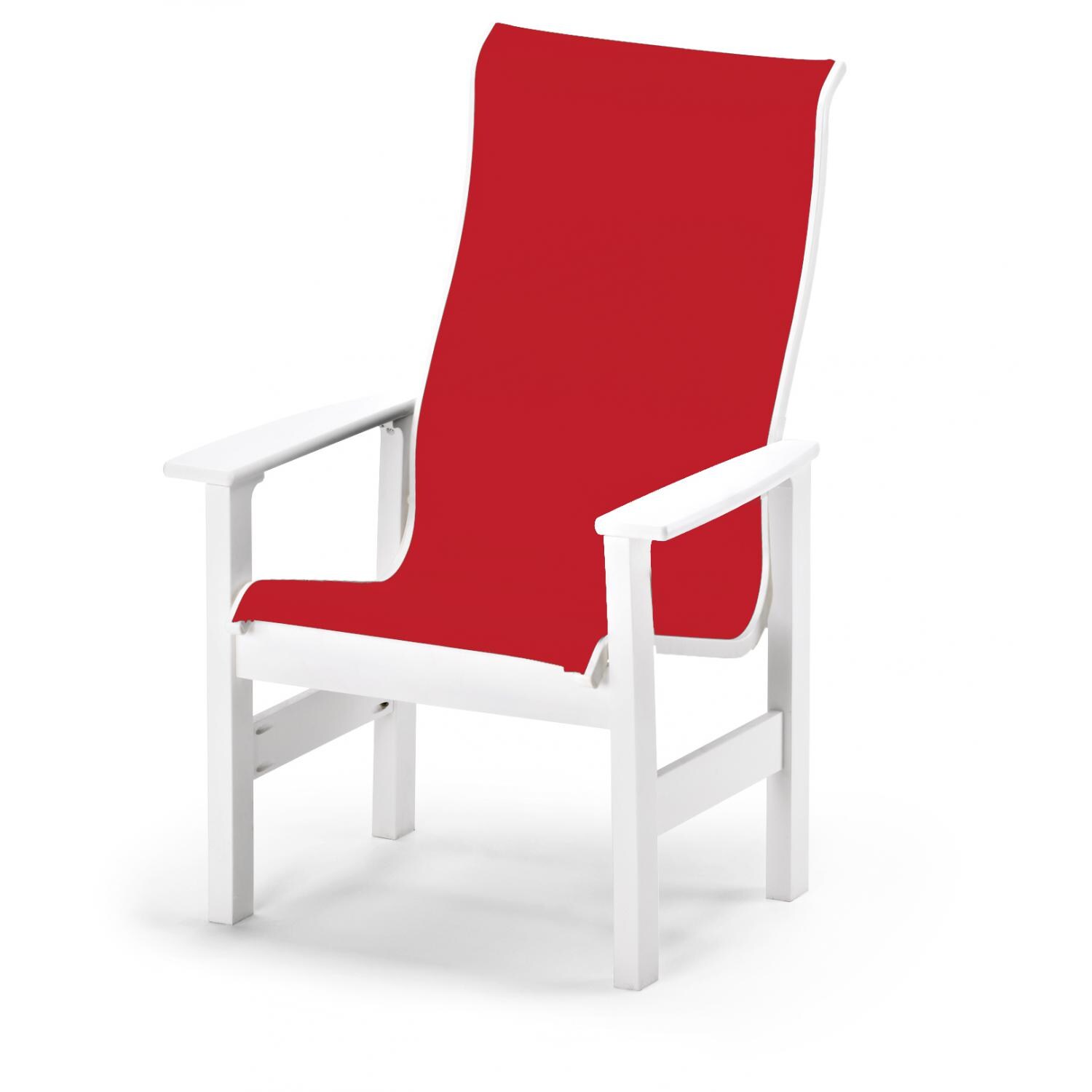 Leeward Supreme MGP Patio Dining Arm Chair With Sling Seating By Telescope Casual - Textured Snow/Red thumbnail