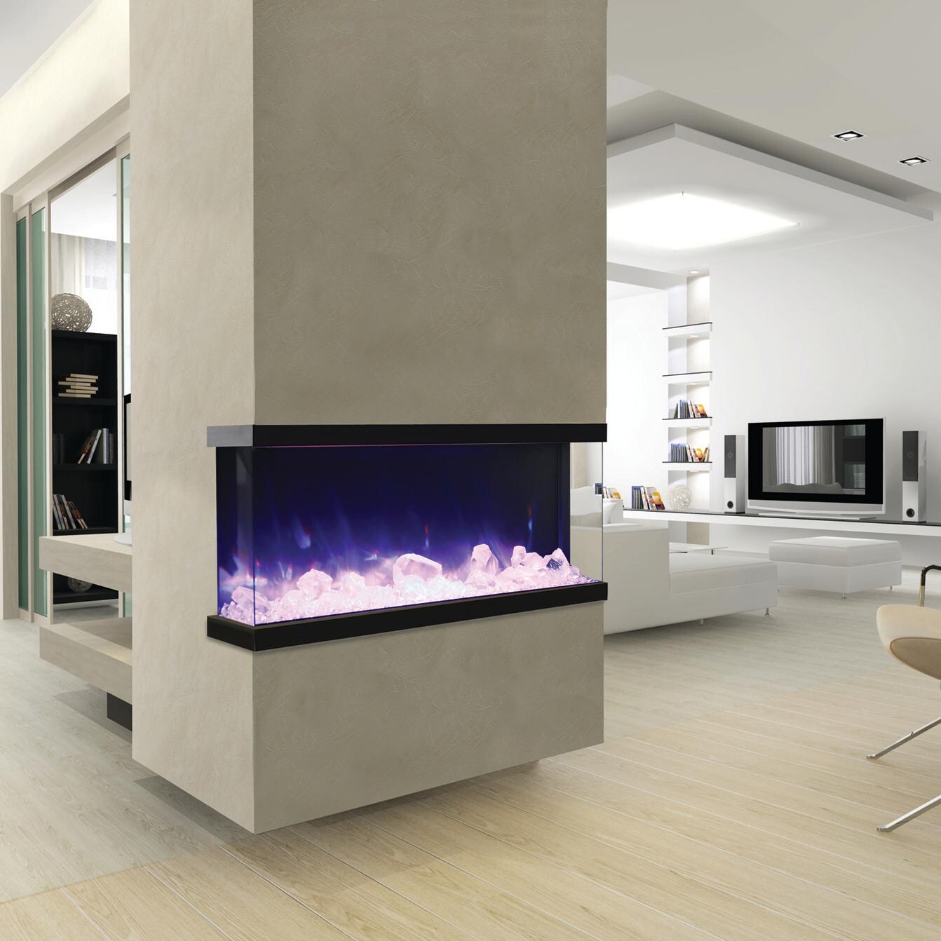Amantii 50-inch Tru View Built-In Three Sided Electric Fireplace - Purple - Installed thumbnail