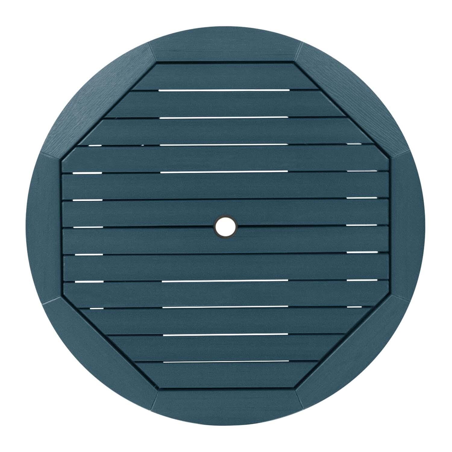 Elm Pointe 3 Pc Recycled Plastic Round Dining Set in Nantucket Blue By Lakeview Outdoor Designs - Table Top - Detail thumbnail