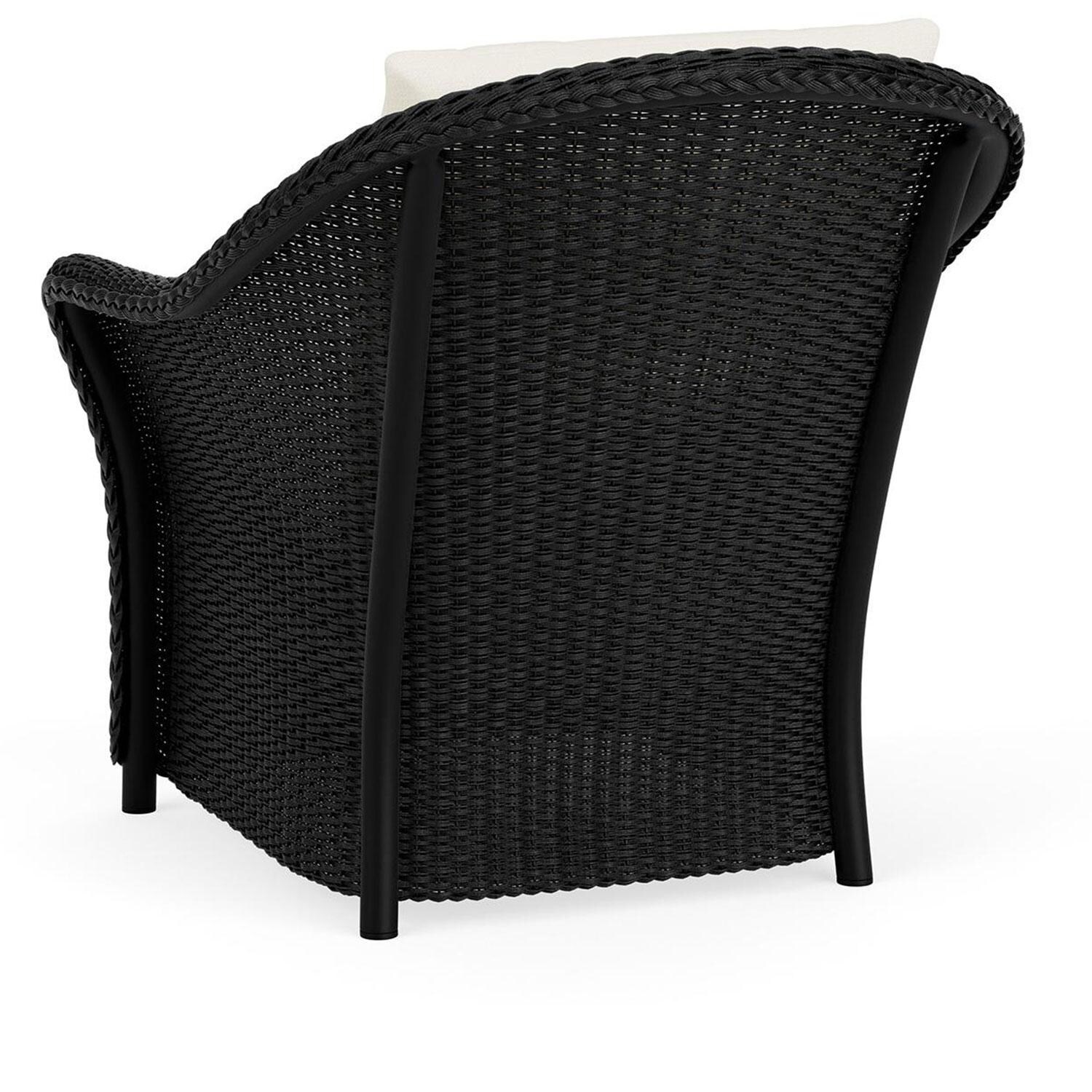 Lloyd Flanders Weekend Retreat Lounge Chair in Ebony Finish W/ Sailcloth Salt Fabric - Back Left thumbnail