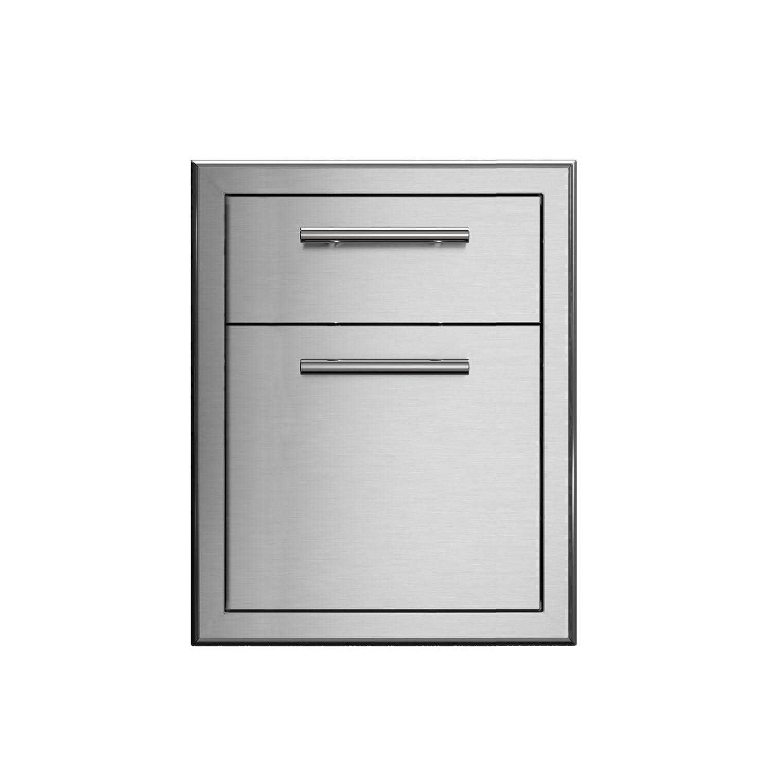 XO Appliance XOG19DRAWER Pro-Grade 18-Inch Outdoor Stainless Steel Double Drawer - Closed - Front View - White Background thumbnail