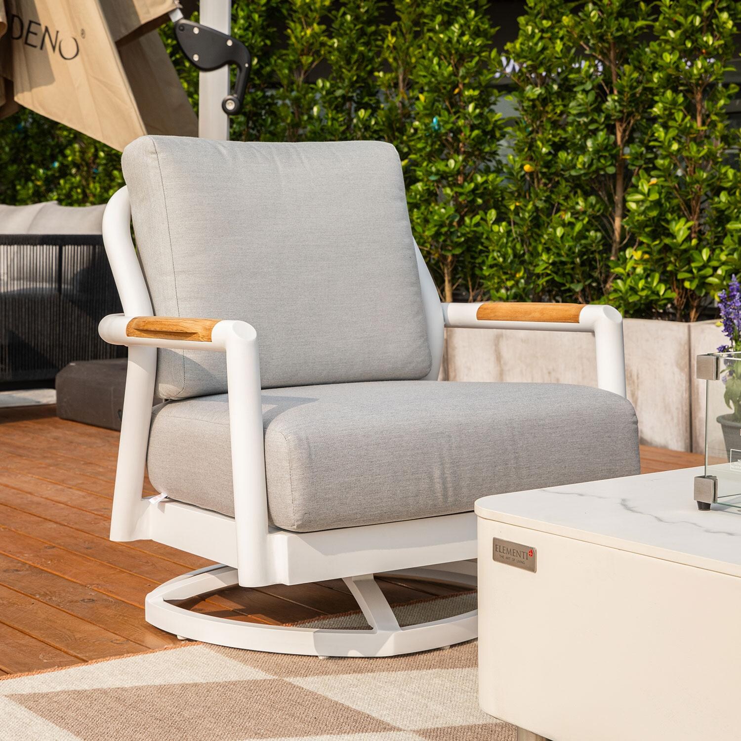 Elementi Santorini Outdoor Aluminum Swivel Club Chair w/ Sunbrella Cushions