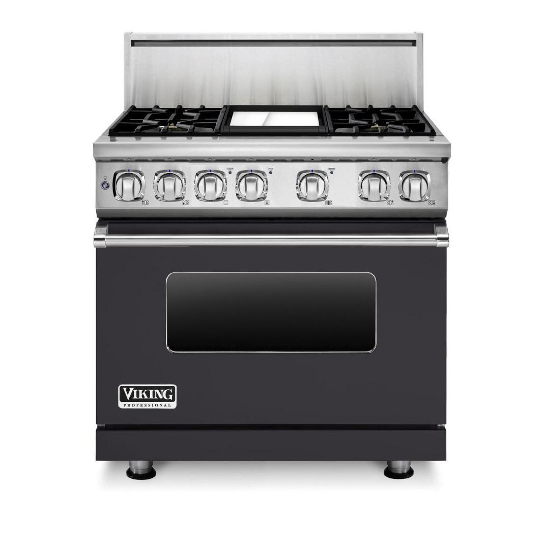 Viking Professional 7 Series 36-Inch 4 Burner Propane Gas Dual Fuel Range With Griddle - Graphite Gray - VDR73624GGGLP