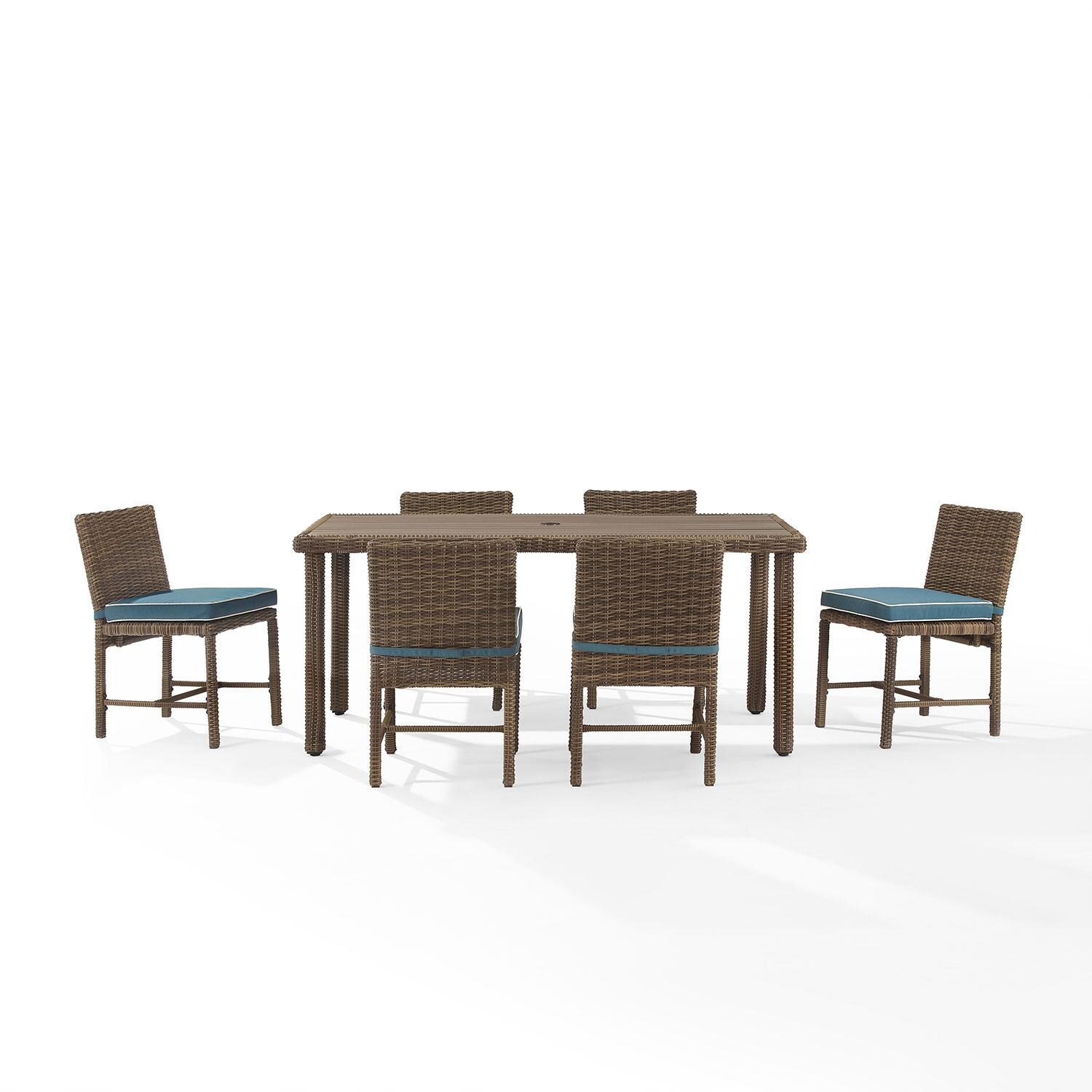 Ultimate Patio UP-92653WB-NV 7Pc Wicker Outdoor Dining Set in Navy - Front View - White Background thumbnail