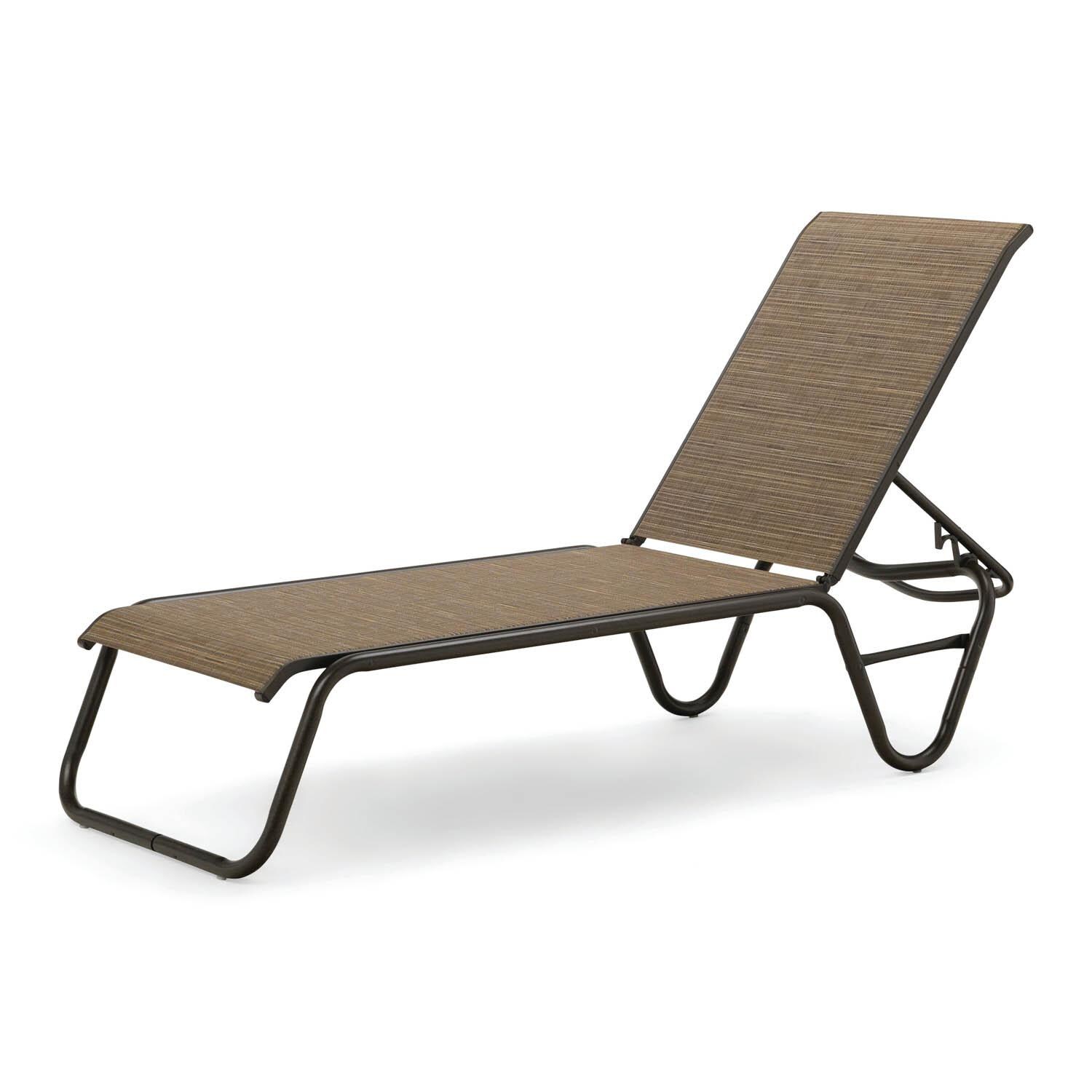 Gardenella Sling Four-Position Lay Flat Stacking Armless Chaise - Textured Aged Bronze/Bark thumbnail