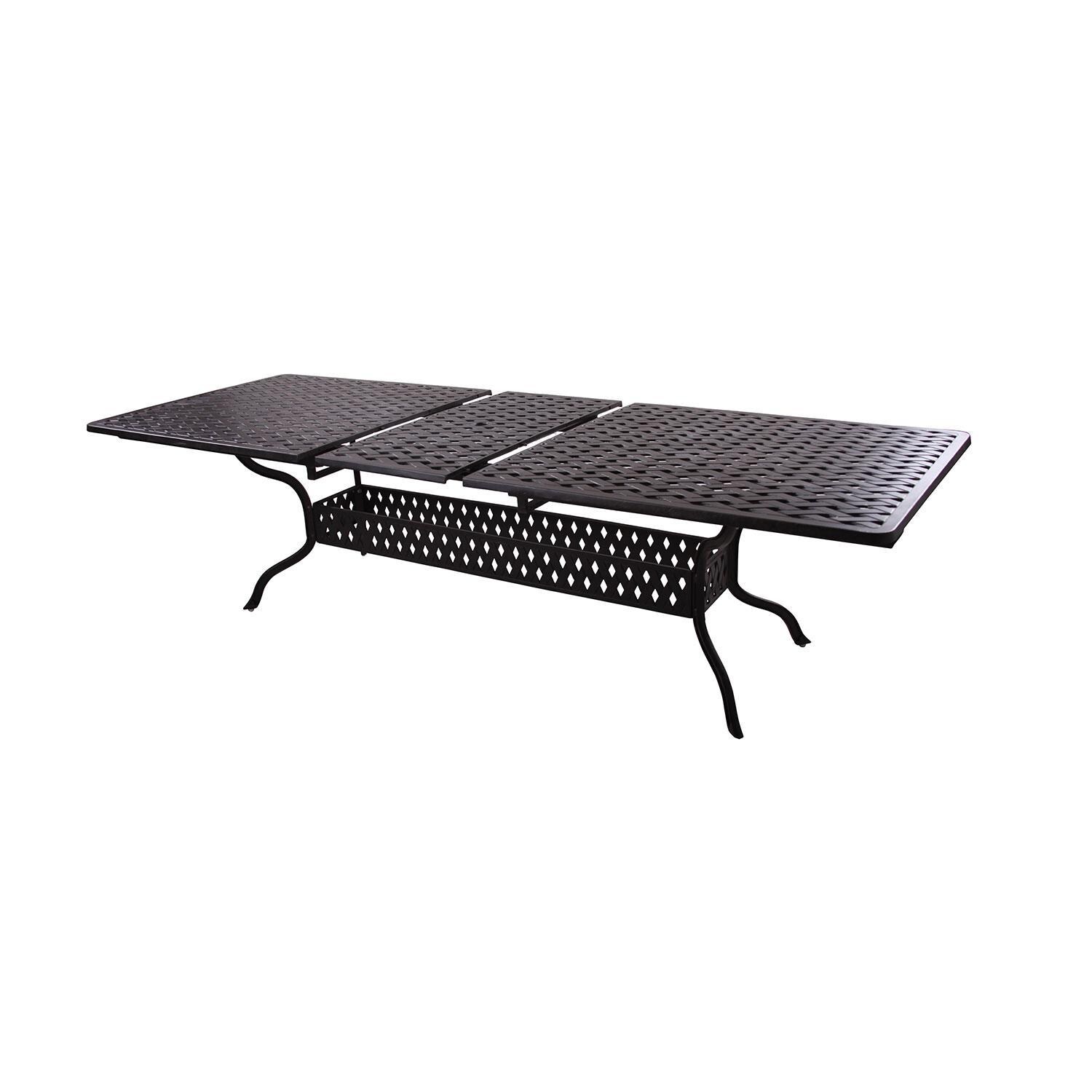 Series 30 92 X 42 Inch Rectangular Cast Aluminum Patio Dining Table W/ Extension By Darlee - Extension - Angled Left - White Background