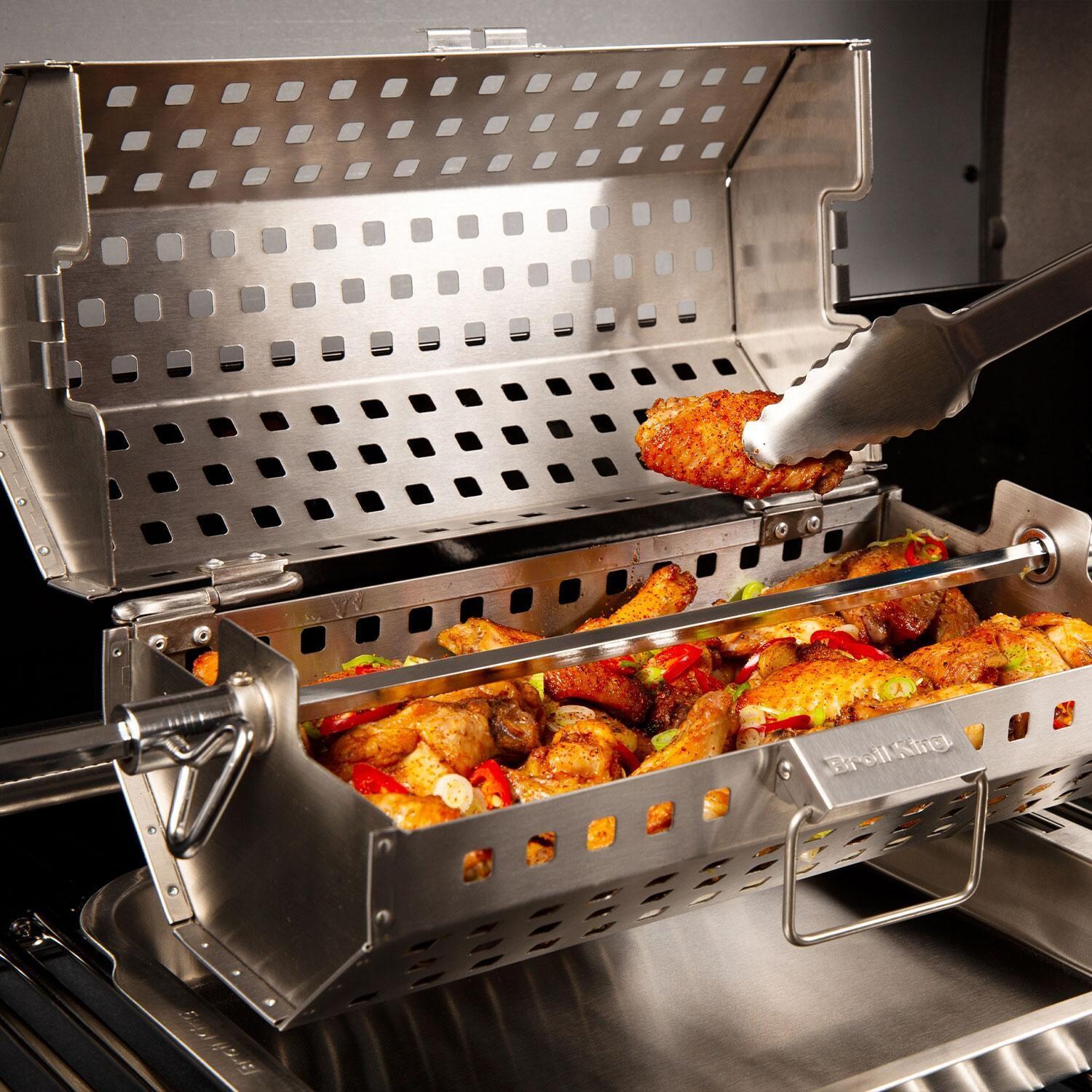 Broil King 64875 Rotisserie Tumble Basket - On Grill - Lifestyle thumbnail