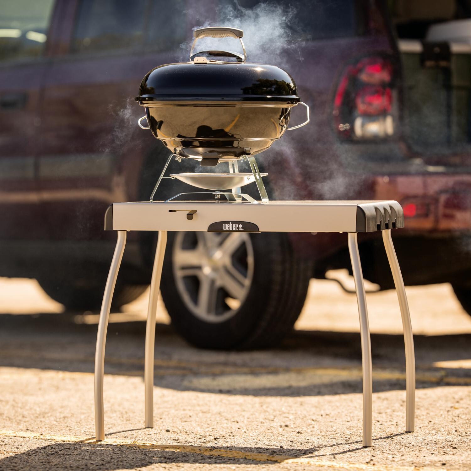 Weber Portable Charcoal Table - In Use (Shown With Grill - Not Included) thumbnail