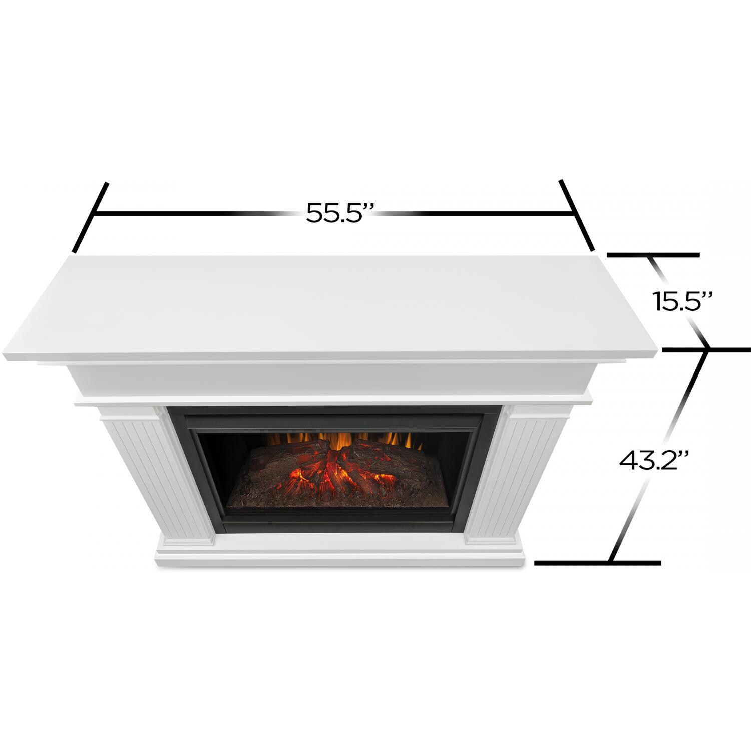 Real Flame 8070E-W Kennedy Grand 55-Inch Electric Fireplace W/ Mantel - White - Dims thumbnail
