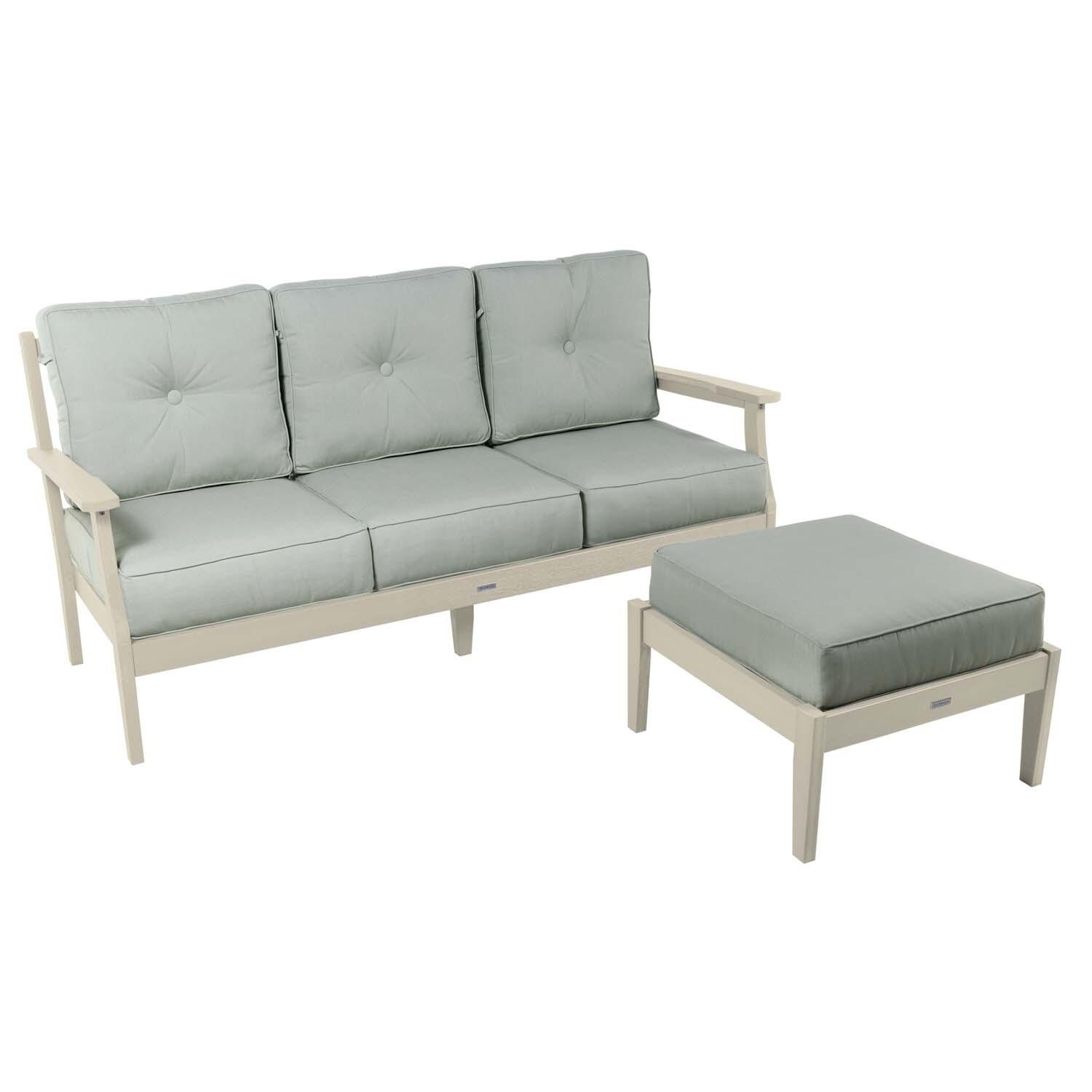 Blushing Bay 2 Pc Recycled Plastic Seating Set in Canvas Seasalt/Whitewash by Lakeview Outdoor Designs - White Background thumbnail