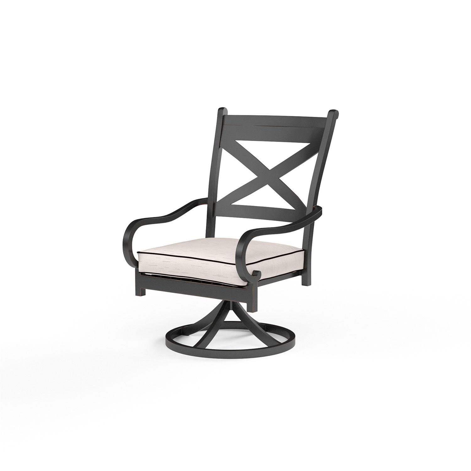 Monterey Aluminum Patio Swivel Dining Chair in Canvas Natural w/ Self Welt By Sunset West