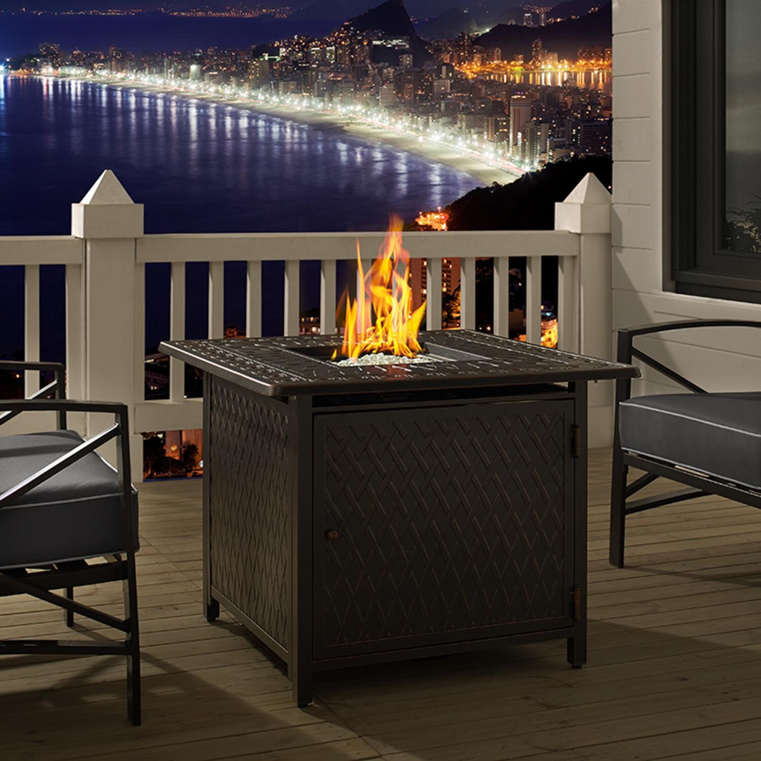 Ultimate Patio SC63694 Palm Way 32-Inch Square Aluminum Propane Fire Pit Table thumbnail