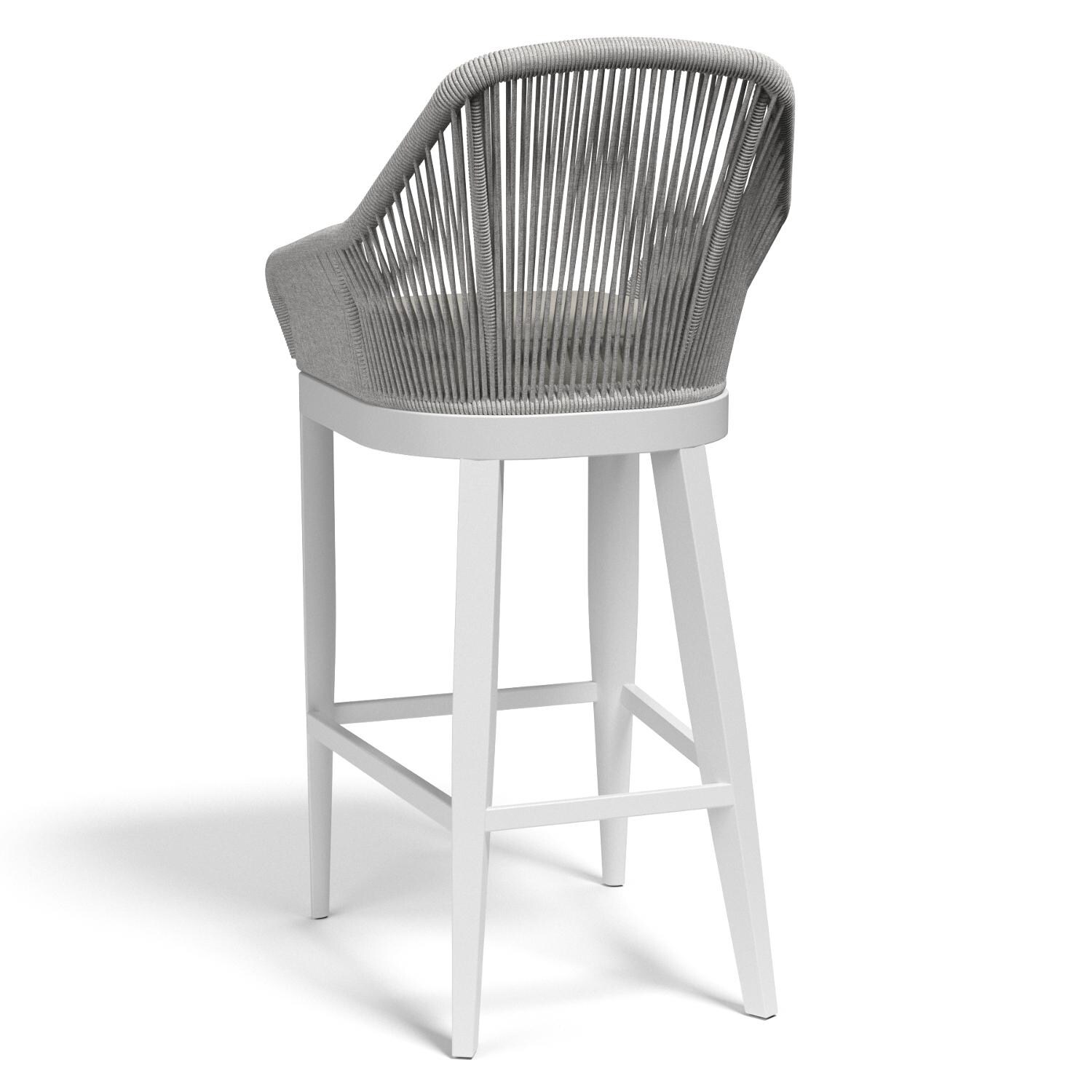 Sunset West - 4401-7B-57005 - Miami Olefin Rope & Aluminum Patio Barstool W/ Sunbrella Echo Ash Cushion - Rear View thumbnail