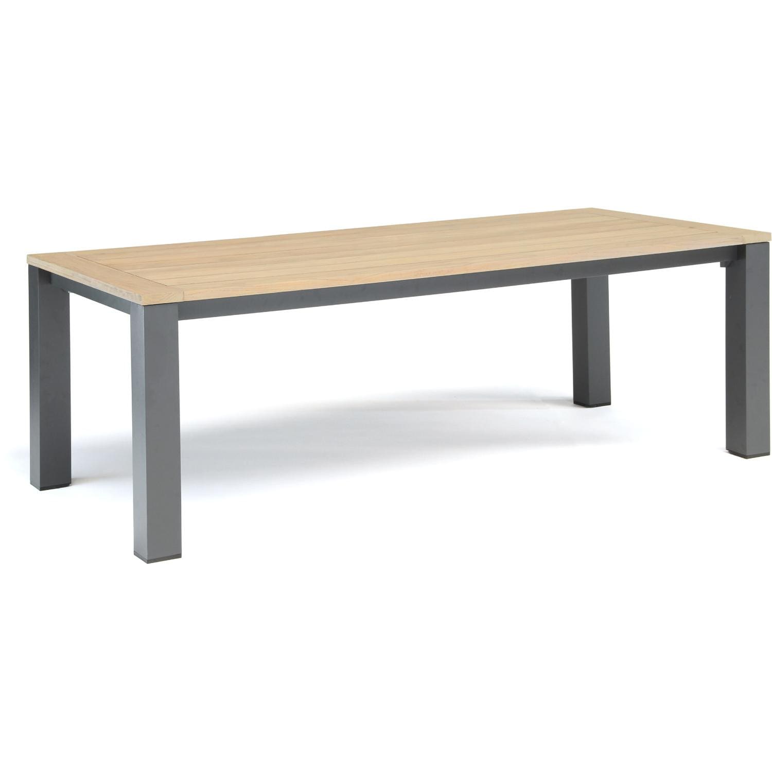 Elba 7 Pc Aluminum Dining Set w/ Teak Tabletop in Charcoal / Spectrum Indigo - Table - White Background thumbnail