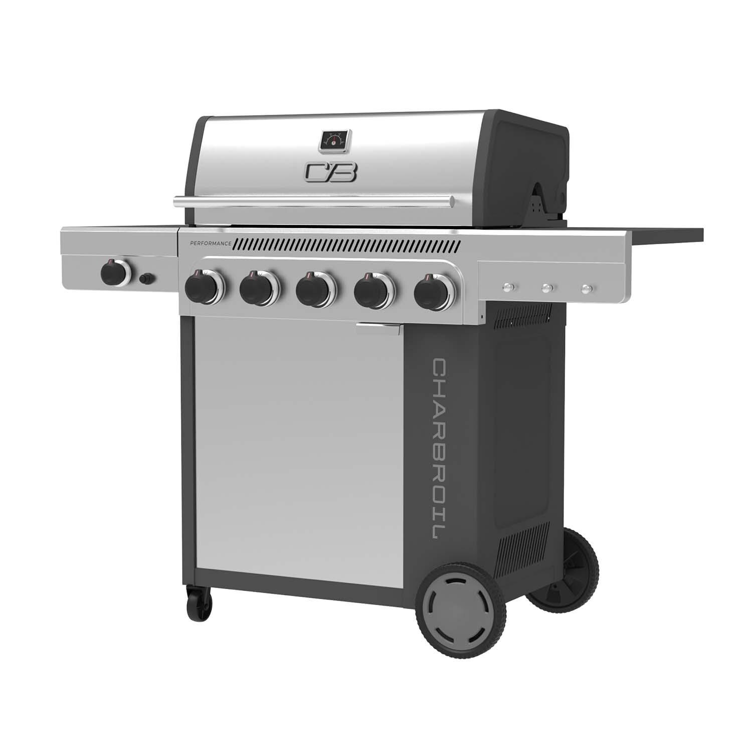 Charbroil 463463225 5-Burner Propane Grill - Stainless - Left Angled - White Background thumbnail