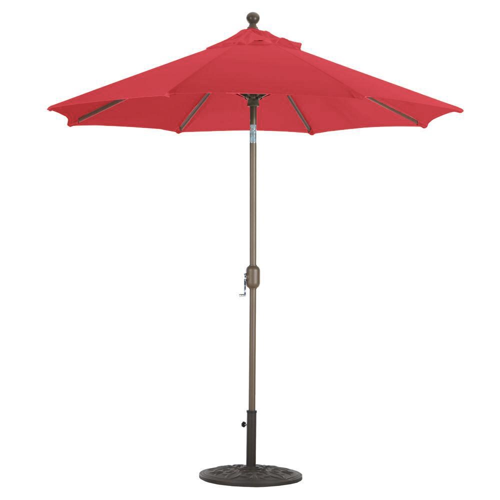 Galtech 7.5 Ft. Octagonal Aluminum Patio Umbrella W/ Crank Lift & Deluxe Auto Tilt - Antique Bronze Frame W/ Jockey Red Sunbrella Fabric (Umbrella Base Not Included) thumbnail