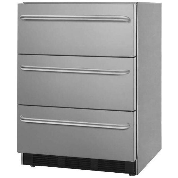 Summit 3.1 Cu. Ft. Indoor Triple Drawer Refrigerator - Stainless Steel - Angle thumbnail