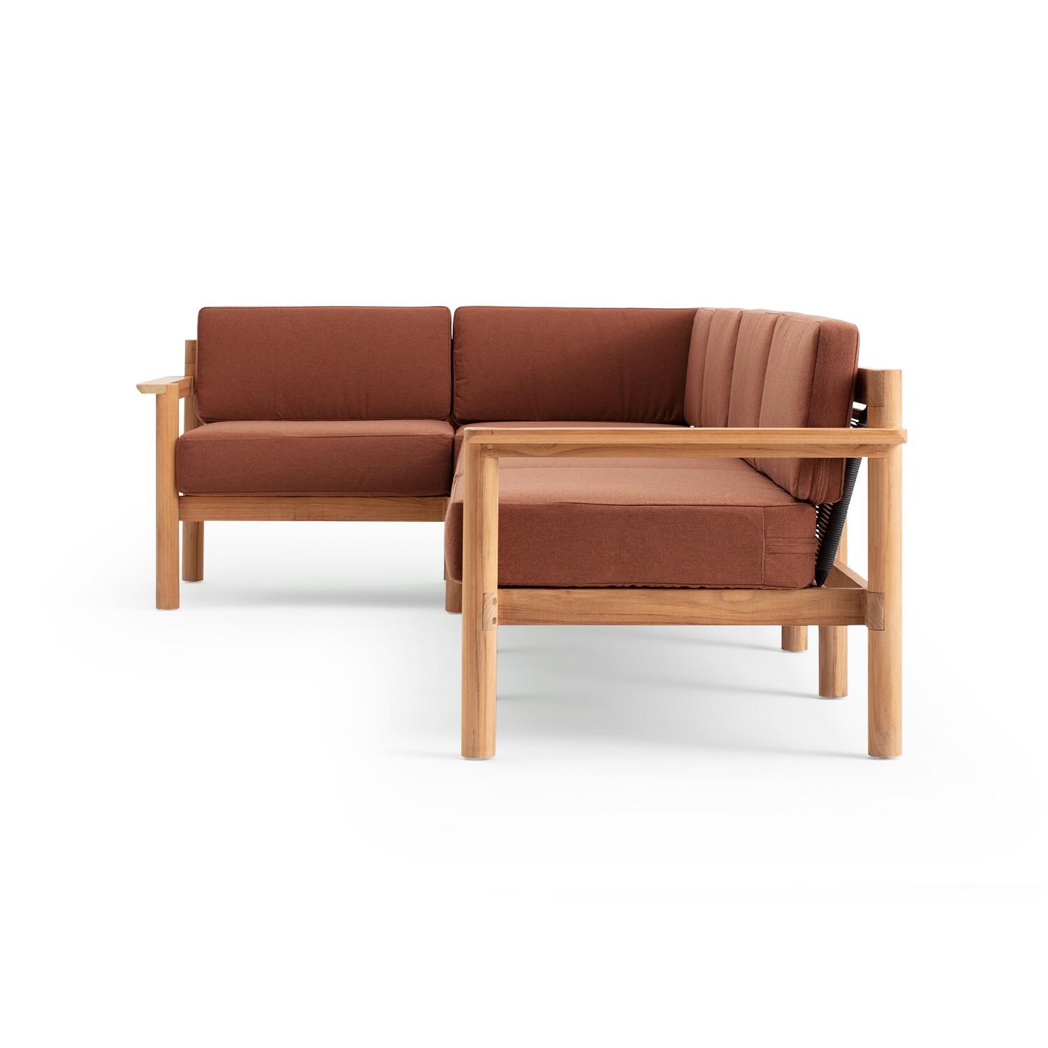 Neighbor HVN-SECT5-RU-2 5 Piece Sectional W/ Teak Arms - Long Side View thumbnail