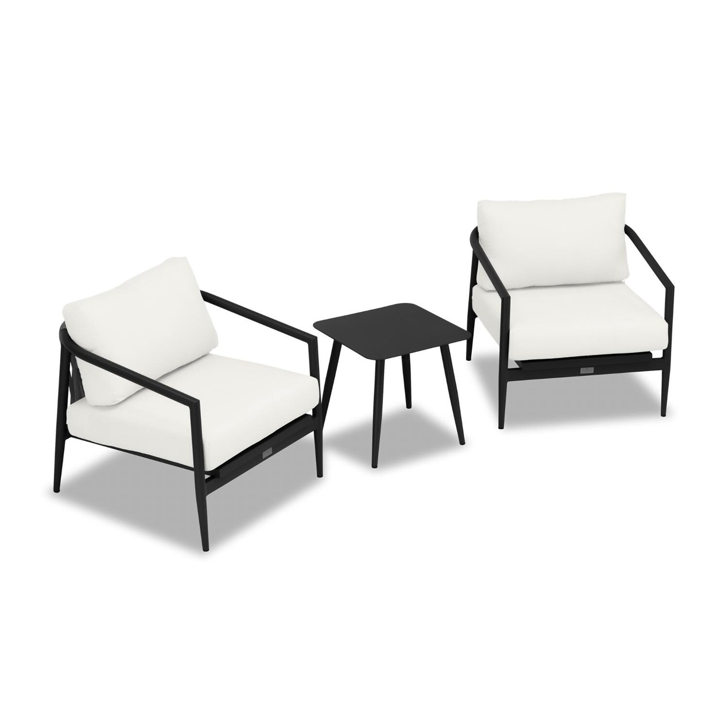 Lakeview Midnight Cove 3 Pc Aluminum Club Chair Seating Set in Black/Carbon/Canvas Natural - Top - White Background thumbnail