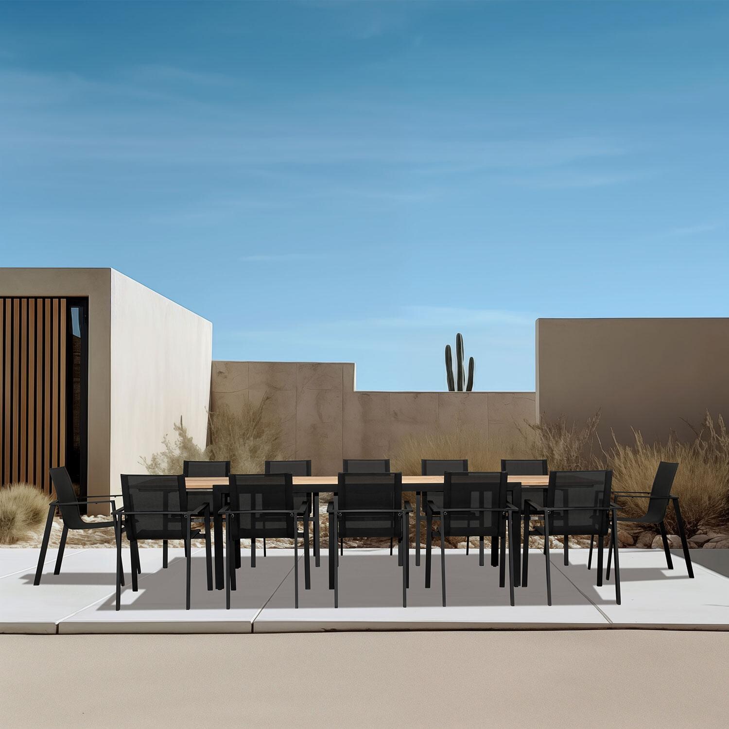 Spring Bay 13 Pc Reclaimed Teak Dining Set - Extendable in Black by Lakeview Outdoor Designs