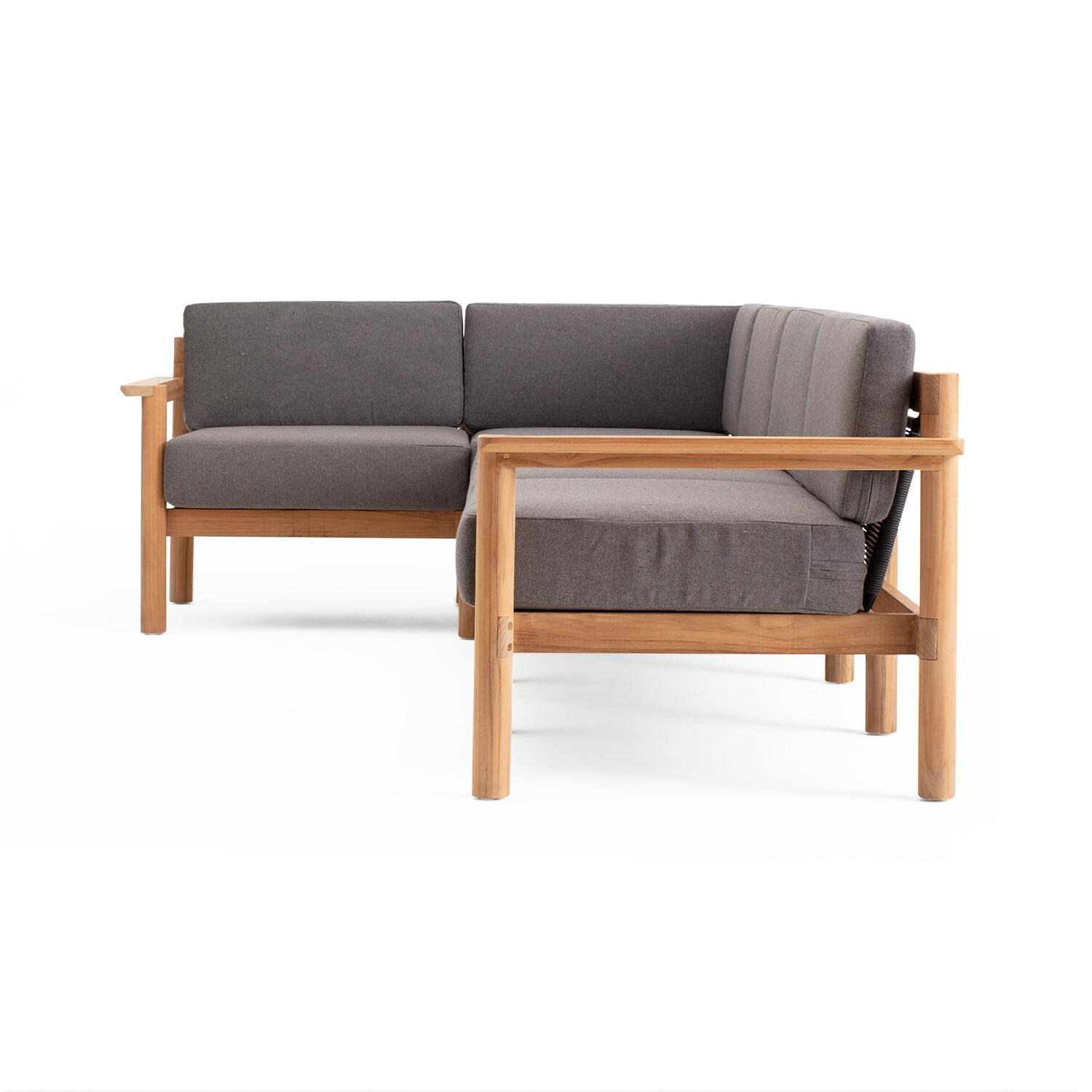 Neighbor HVN-SECT4-GR-2 4 Piece Sectional W/ Teak Arms - Long Side View thumbnail