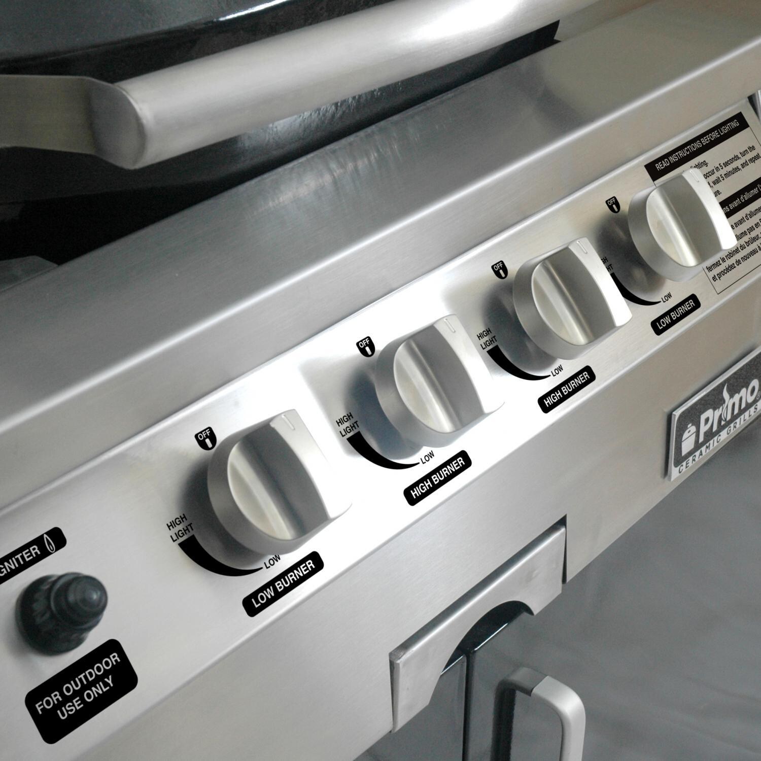 Primo PGGXLC-N Oval G420 36-Inch Ceramic 4-Burner Kamado Natural Gas Grill - Control Panel thumbnail