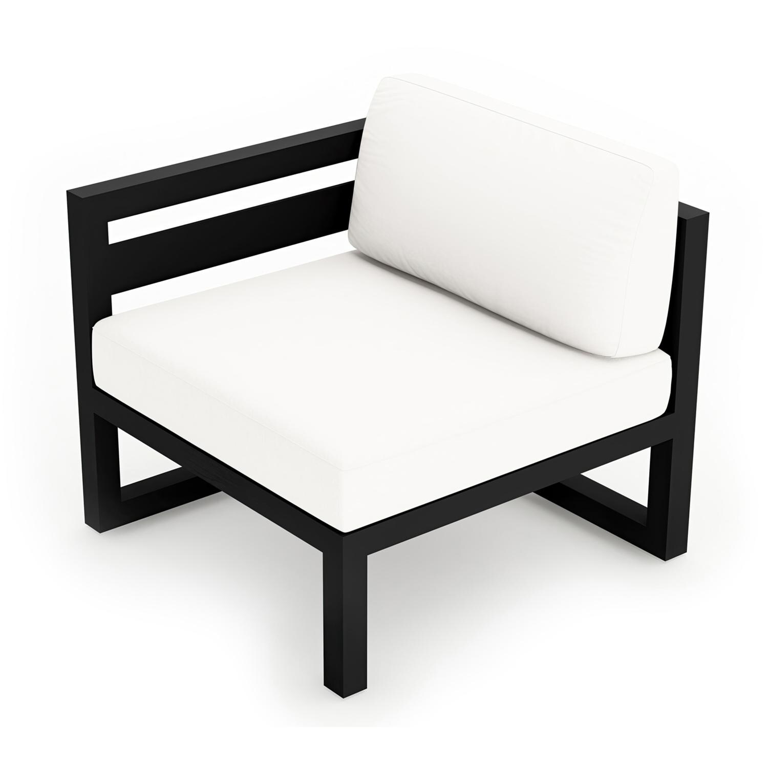 Lakeview MSTYCV-BK-LAS-CN Misty Cove Aluminum Left Arm Club Chair in Black w/Canvas Natural Cushions by Lakeview Outdoor Designs - Angled Front - White Background thumbnail