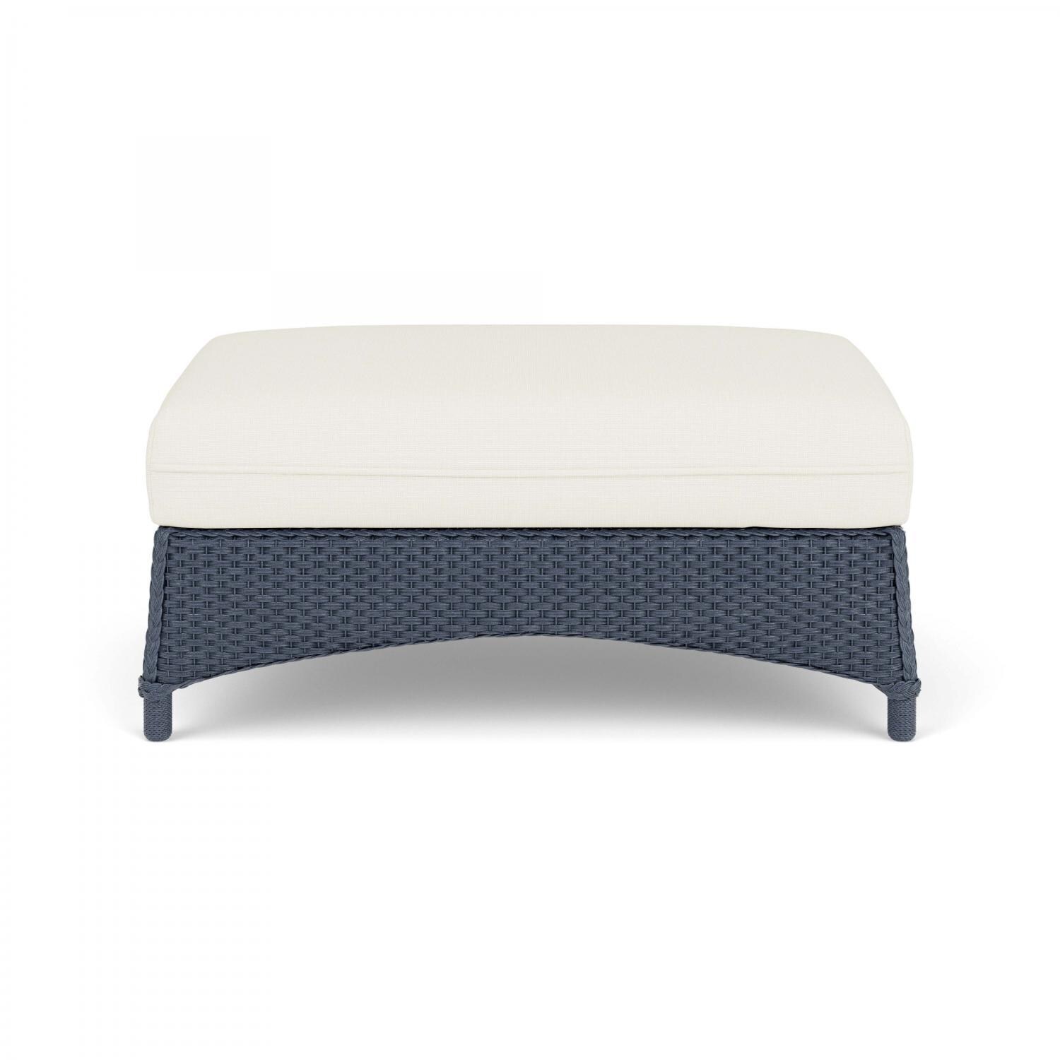 Lloyd Flanders Mandalay Large Ottoman in Denim Blue Finish with Sailcloth Salt Fabric - Back thumbnail