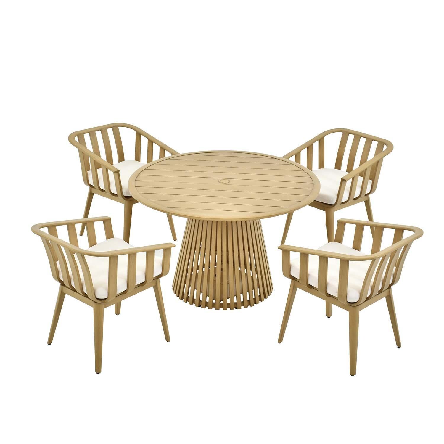 Ranch Pointe 5 Pc Set Aluminum Dining Set By Lakeview Outdoor Designs - White Background thumbnail