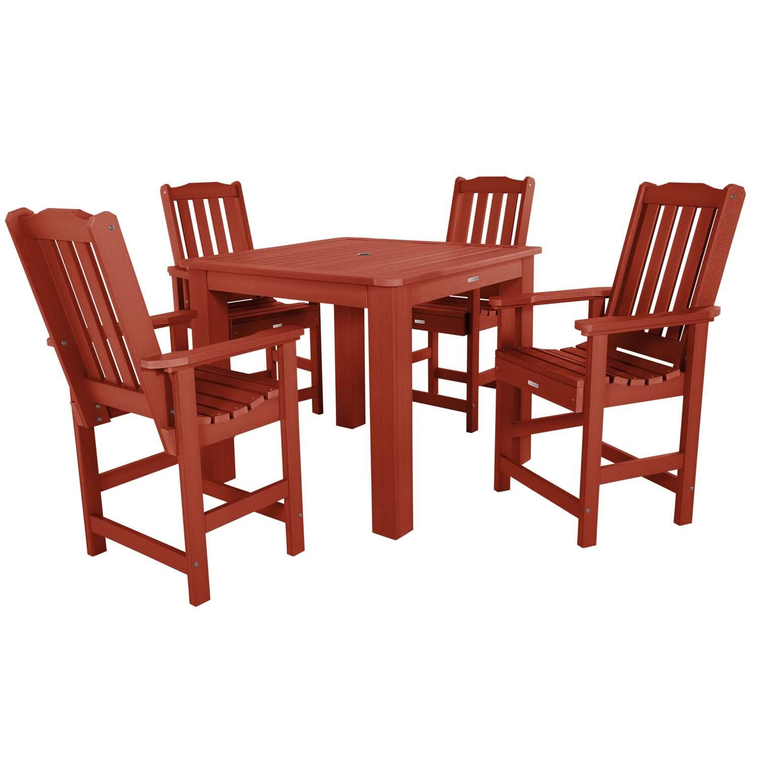 Lakeview Hart Lane 5 Piece Square Counter Height Dining Set - Rustic Red - White Background thumbnail