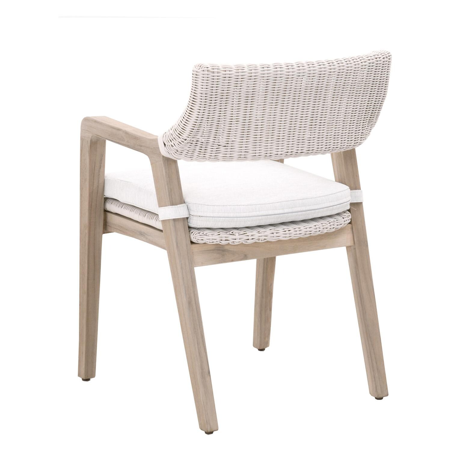 Lakeview Laurabelle Wicker Dining Arm Chair in White Speckle - Back Angle View thumbnail