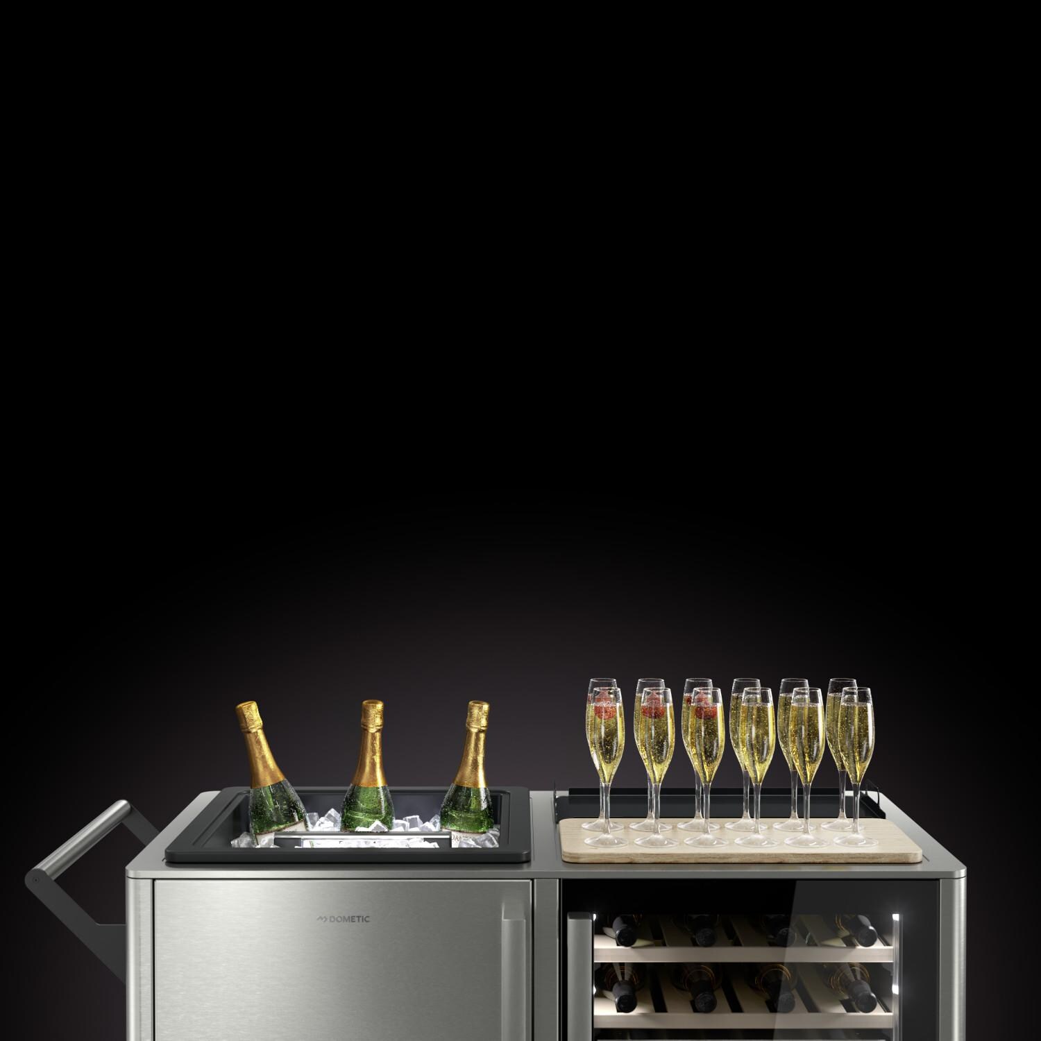 Dometic MoBar 550S Outdoor Mobile Bar w/ Dual Zone Refrigerator - Champagne Chilled & Served thumbnail
