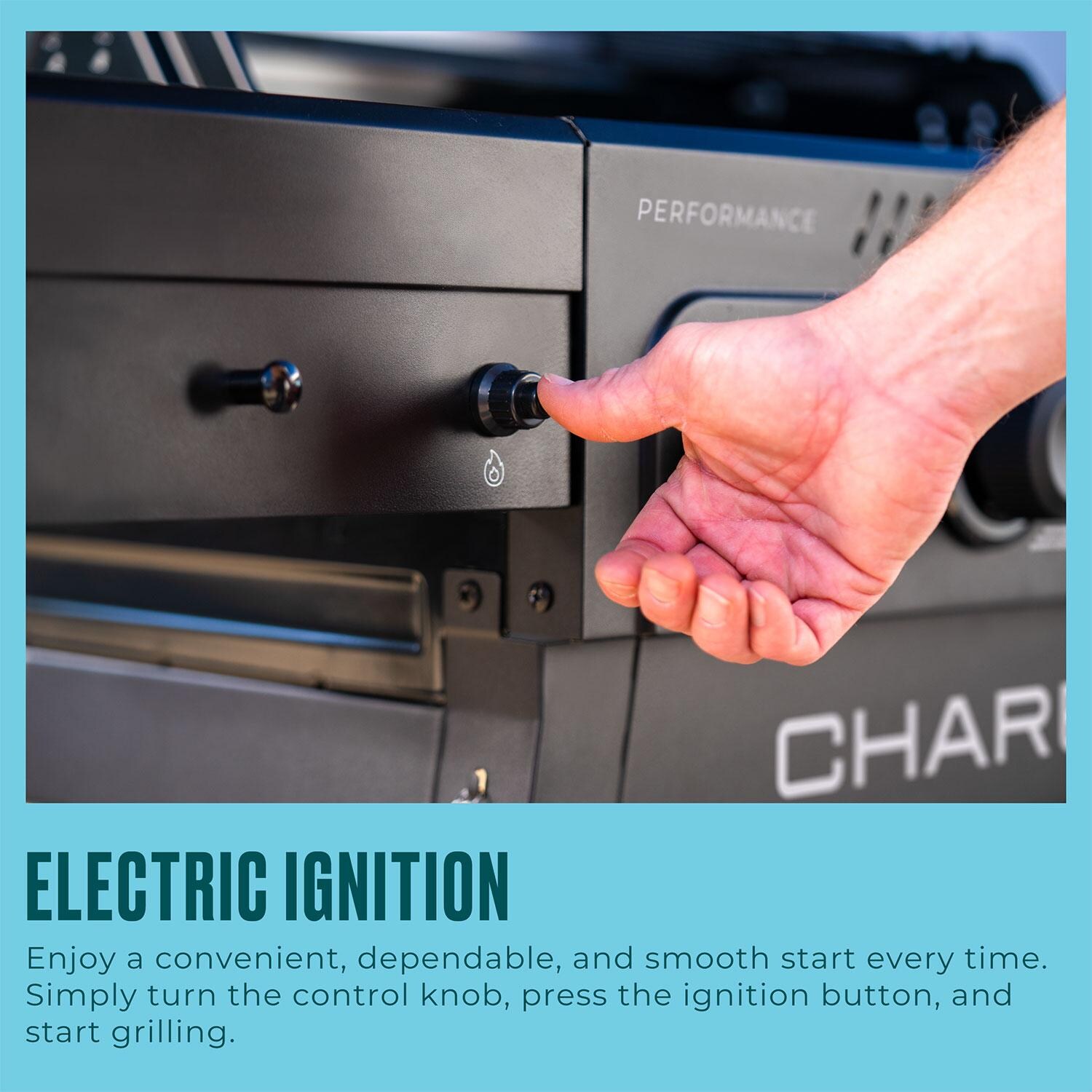 Charbroil 463348925 Performance Series 4-Burner Propane Grill A-Frame Cart - Blackout - Electric Ignition - Detail thumbnail