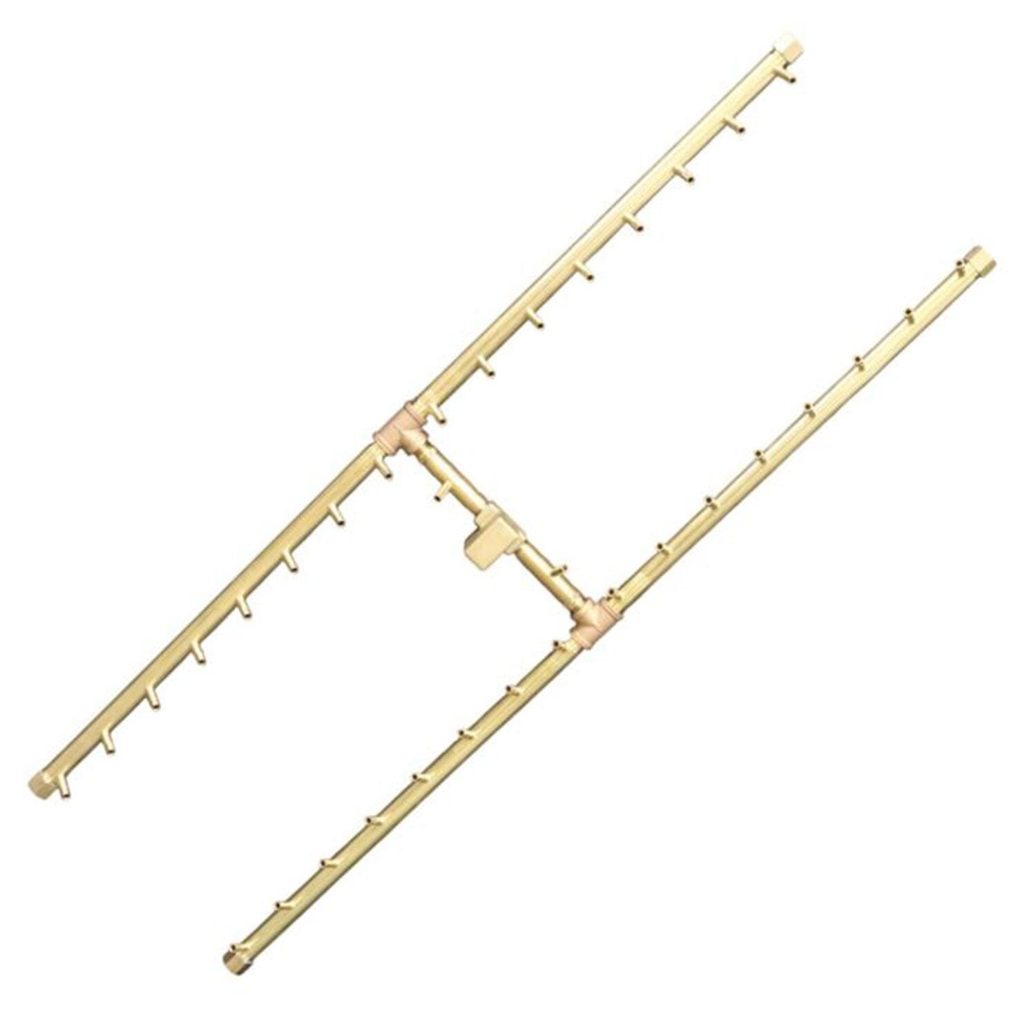 Warming Trends 48 X 14 H-Style Brass Natural Gas/Propane Burner w/ Double Flex Line Kit