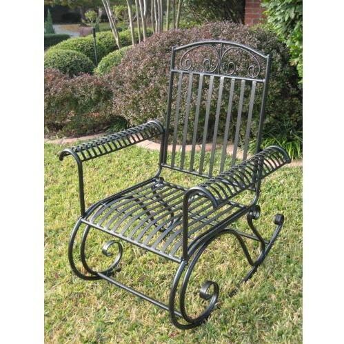 International Caravan Tropico Wrought Iron Patio Rocker - Black