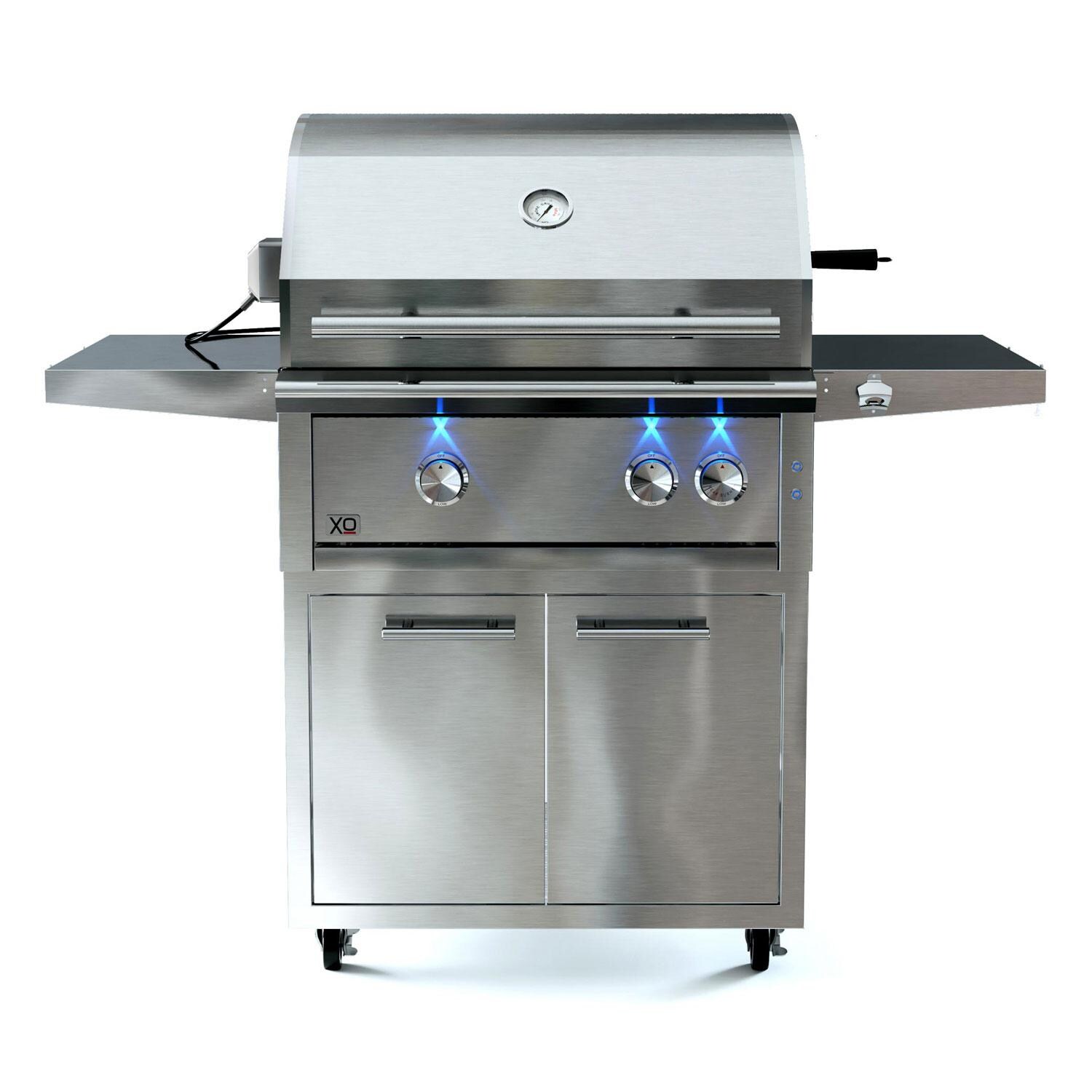 XO Appliance Pro-Grade 30-in 2 Burner Natural Gas Grill w/ Rotisserie Burner - White Background thumbnail