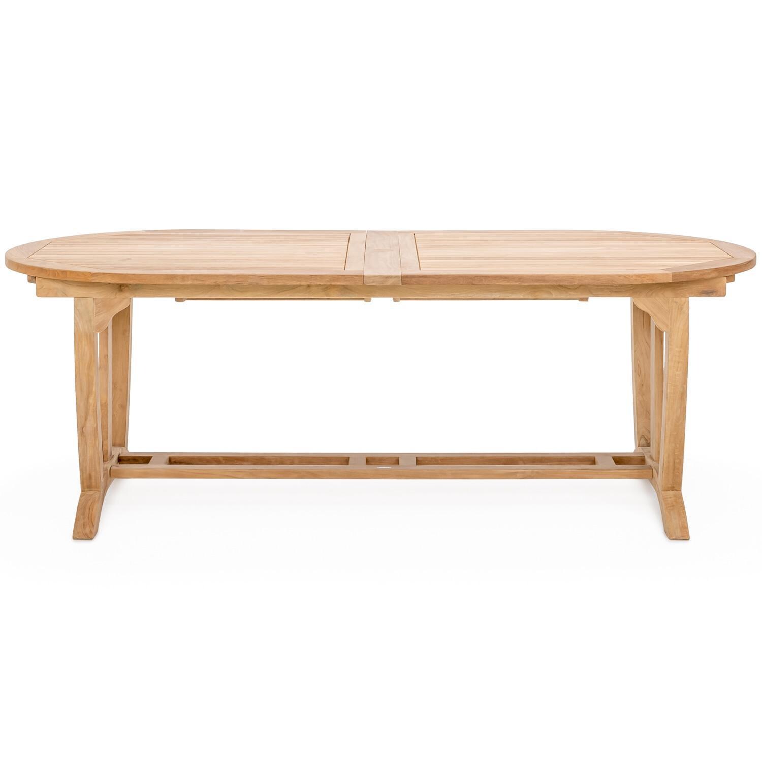 Teak + Table Capri 7 Piece Dining Set W/ 67/94 Inch Expansion Table - 67/94-Inch Expansion Table Collapsed - White Background thumbnail