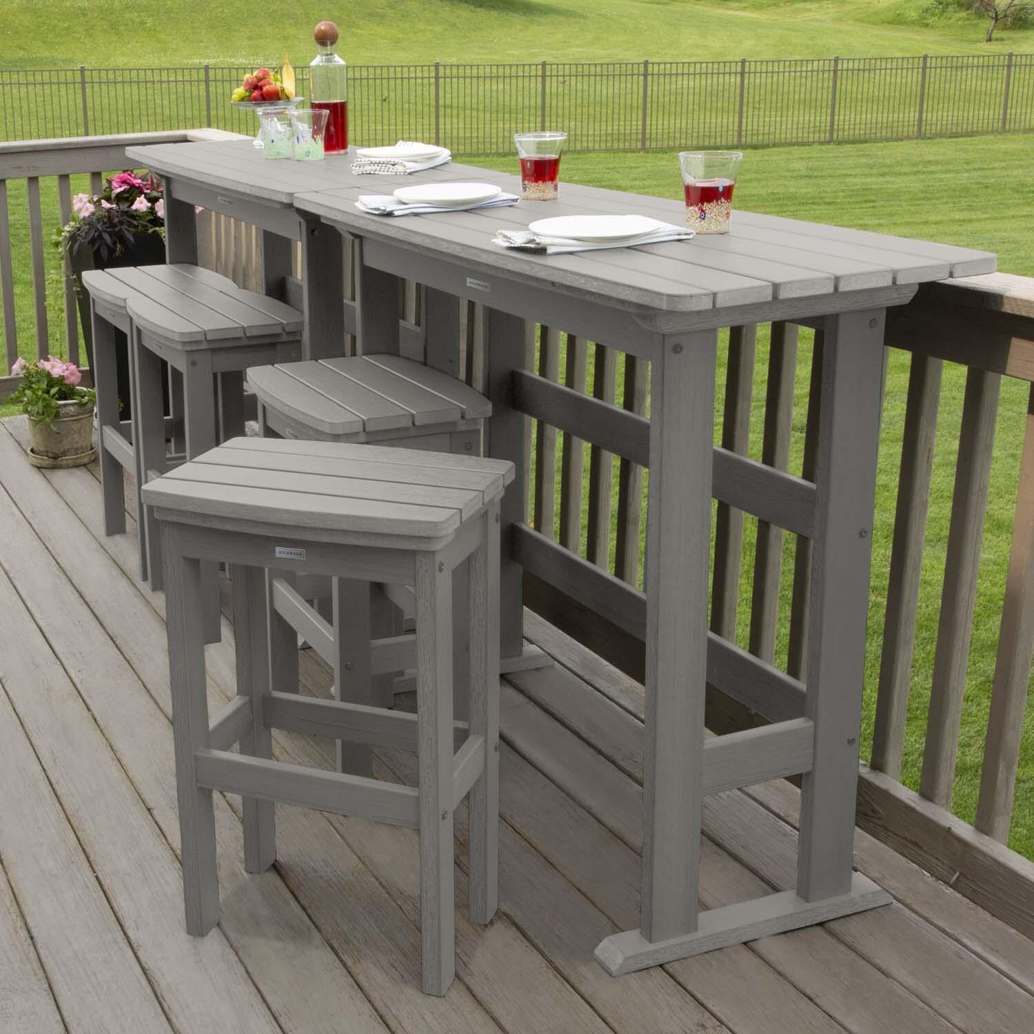 Hart Lane 6 Pc Recycled Plastic Bar Height Dining Set in Harbor Gray By Lakeview Outdoor Designs - Alternate Configuration - Lifestyle thumbnail