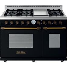 Tecnogas Superiore 48-Inch DECO Natural Gas Range With 6 Burners & Griddle - Black / Brass - RD482GCN-B image