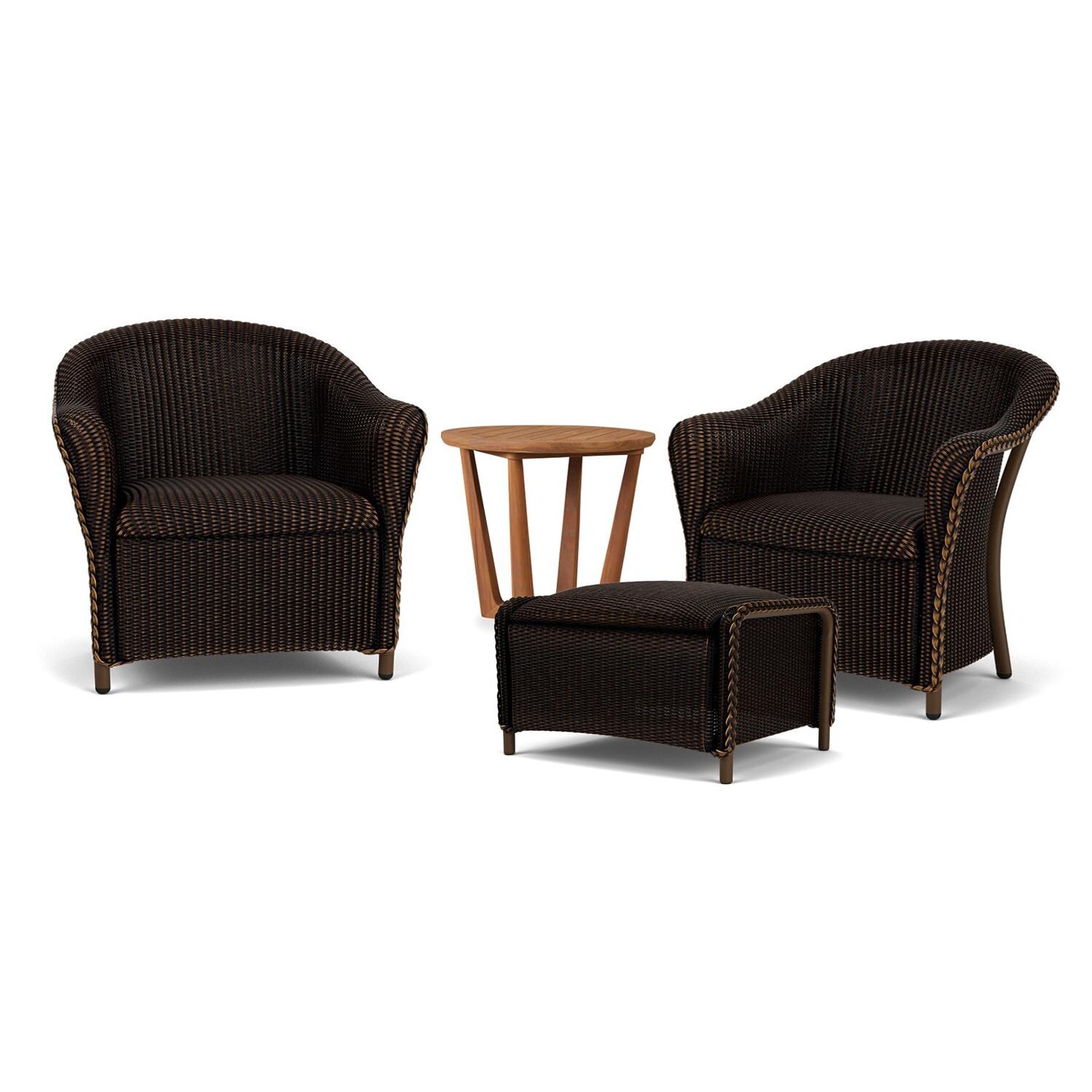 Lloyd Flanders Reflections 4-Piece Seating Set W/ Ottoman & End Table in Mink Finish thumbnail