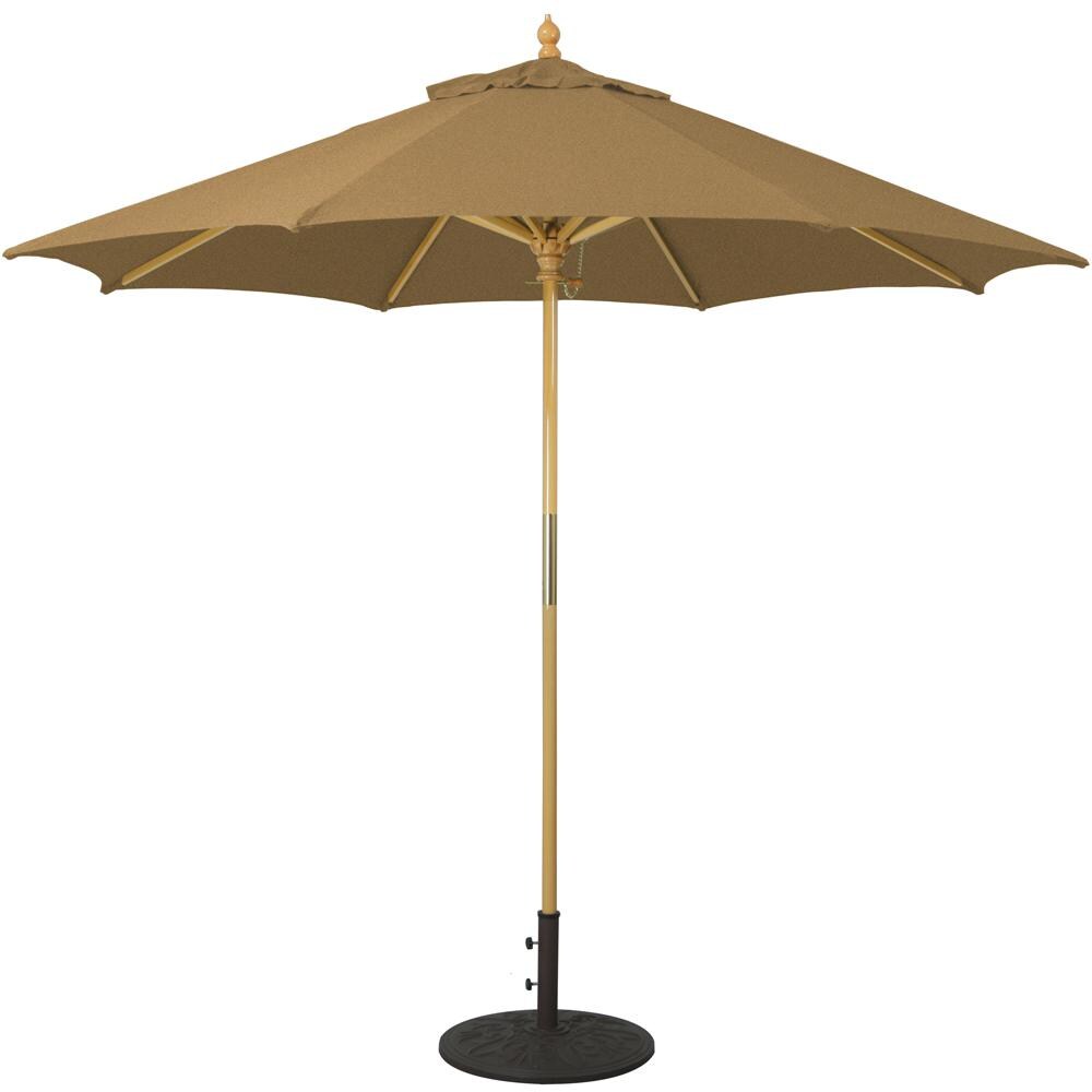 Galtech 9 Ft. Octagonal Wood Patio Umbrella W/ Manual Lift - Light Wood Frame W/ True Blue Sunbrella Fabric (Umbrella Base Not Included) thumbnail