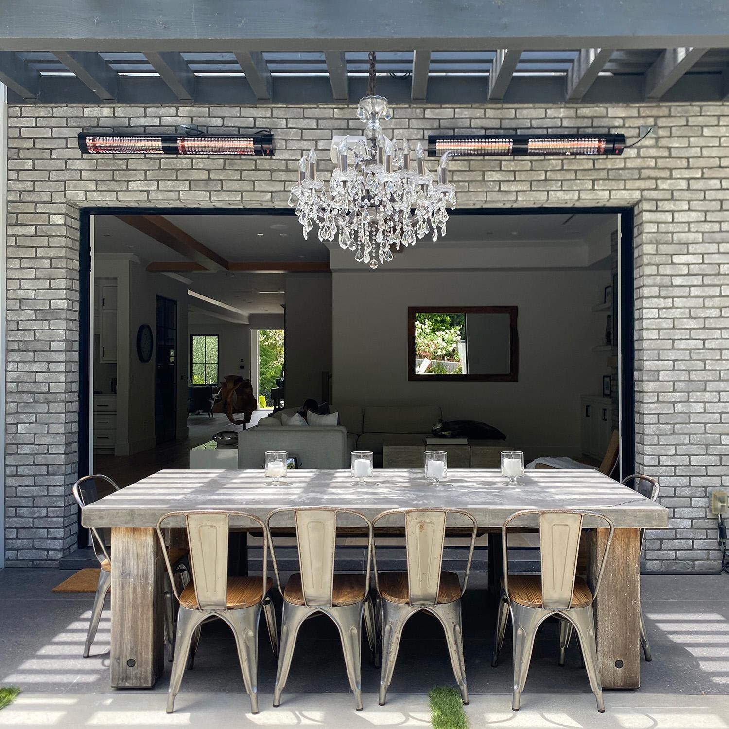 RADtec T6000/18R2 Torrid Series 77-in 6000W Electric Infrared Patio Heater - Indoor/Outdoor Dining Area - Lifestyle thumbnail