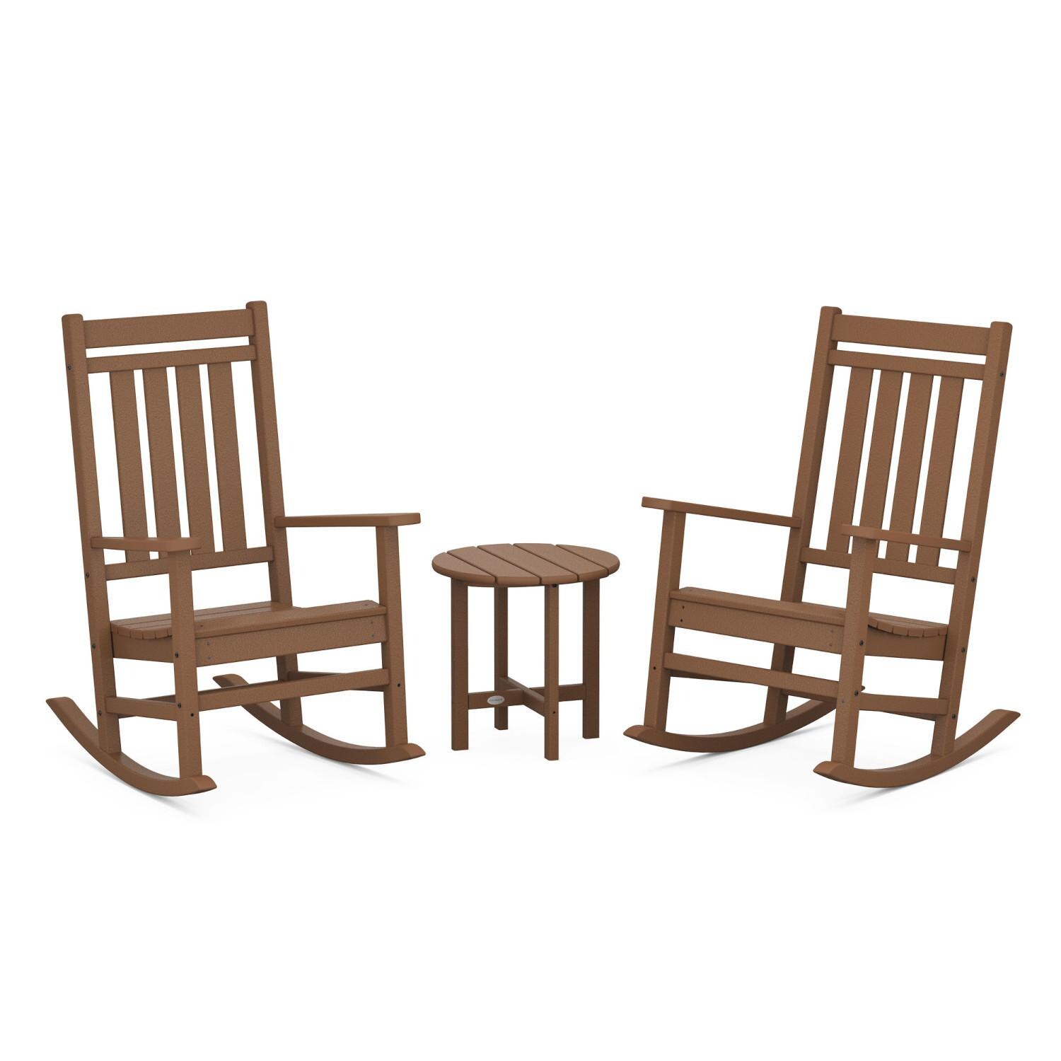 POLYWOOD Teak Estate 3-Piece Rocking Chair Set thumbnail
