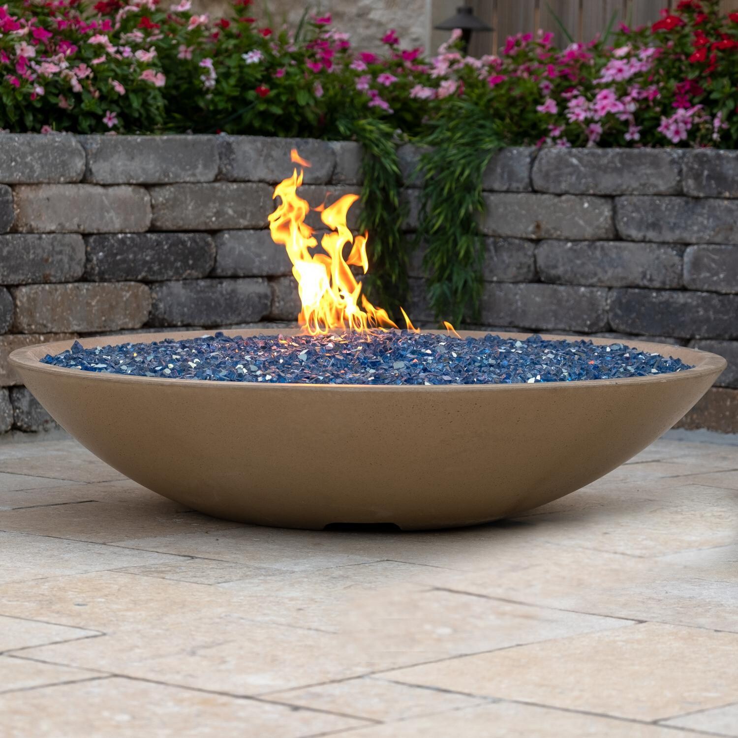 BBQGuys 751-CB-11-V6PC Marseille 48-Inch Fire Bowl - Tan - Side View  thumbnail